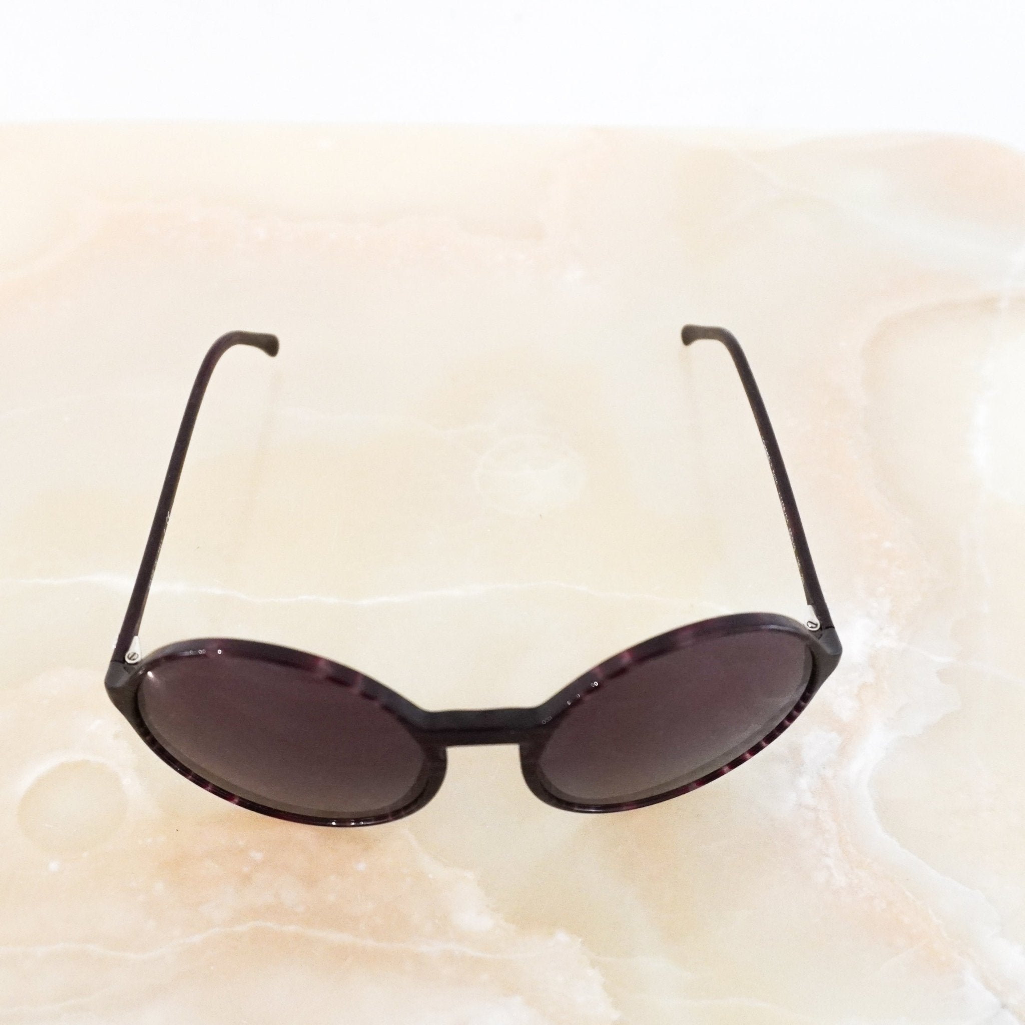 Chanel Burgundy Striped Round Sunglasses RRP £385 | Authentic Preloved - Reloved Again