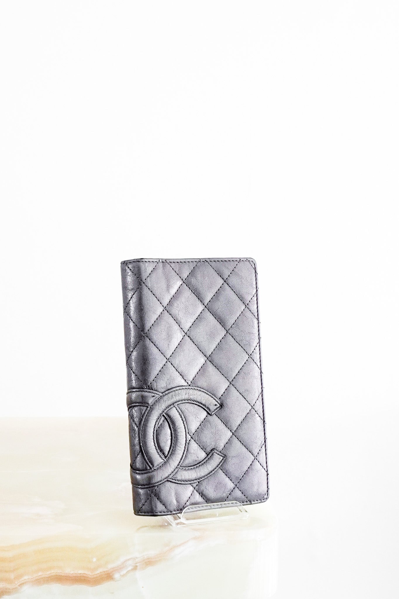 Chanel-CC-Cambon-Long-Line-Wallet-in-Grey-front-picture-chelsea-london