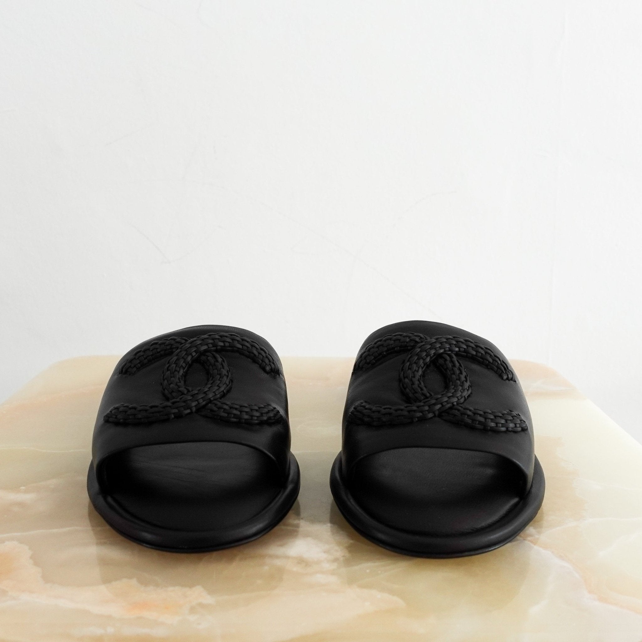 NEW Chanel CC Logo black Lambskin Mules RRP £900| Authentic Preloved - Reloved Again