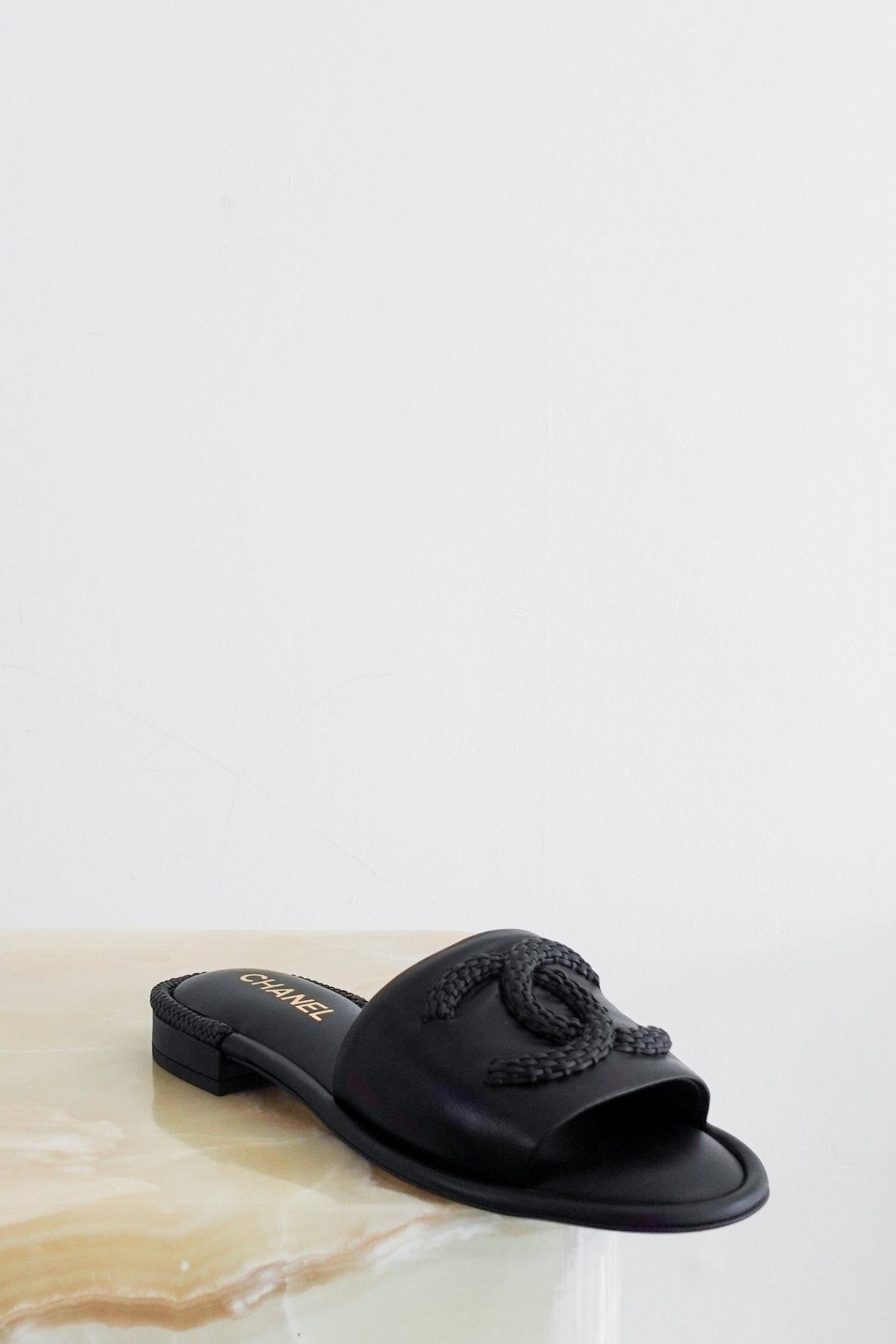 NEW Chanel CC Logo black Lambskin Mules RRP £900| Authentic Preloved - Reloved Again