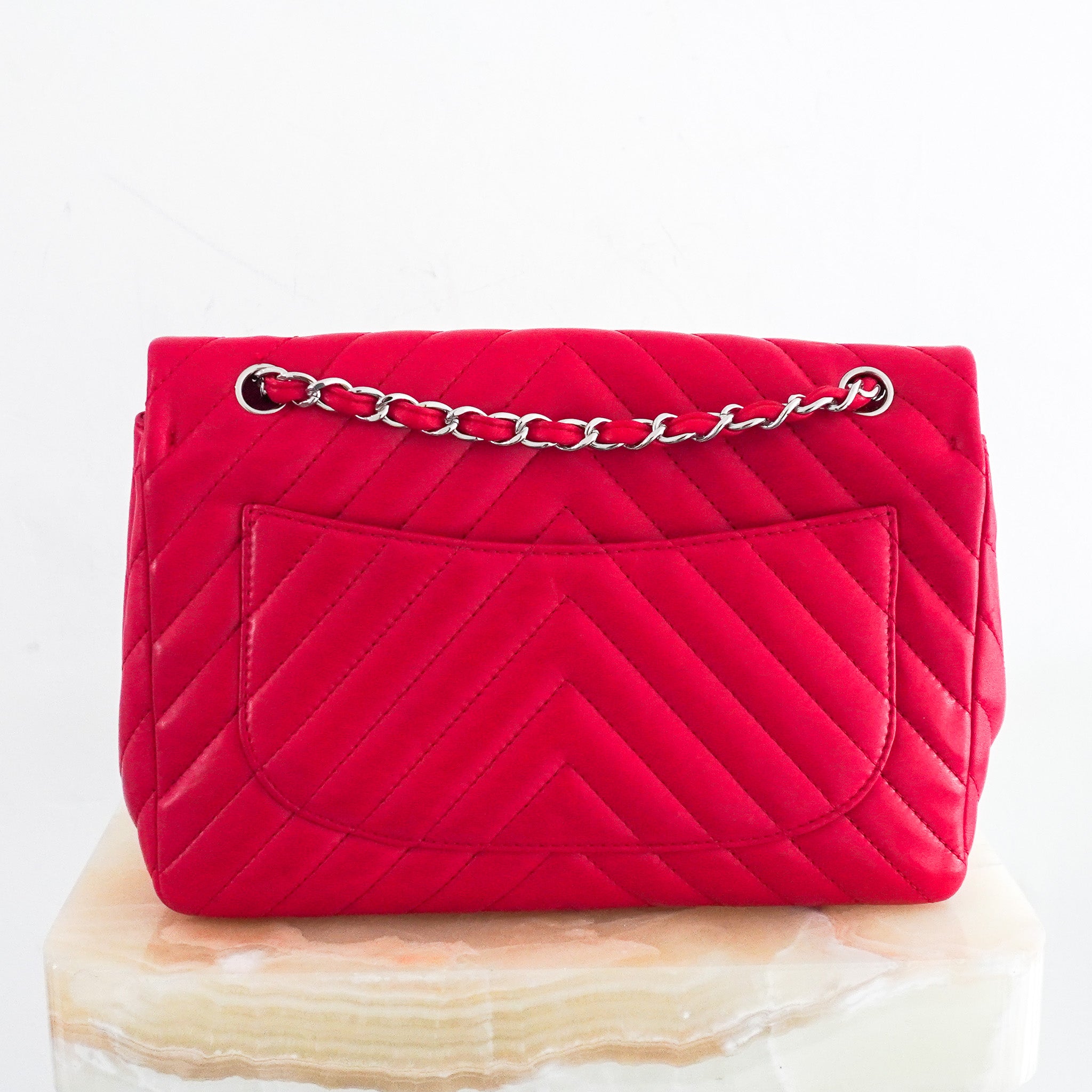 Chanel Chevron Fuchsia Quilted Jumbo Single Flap Bag RRP £5000 | Authentic Preloved - Reloved Again