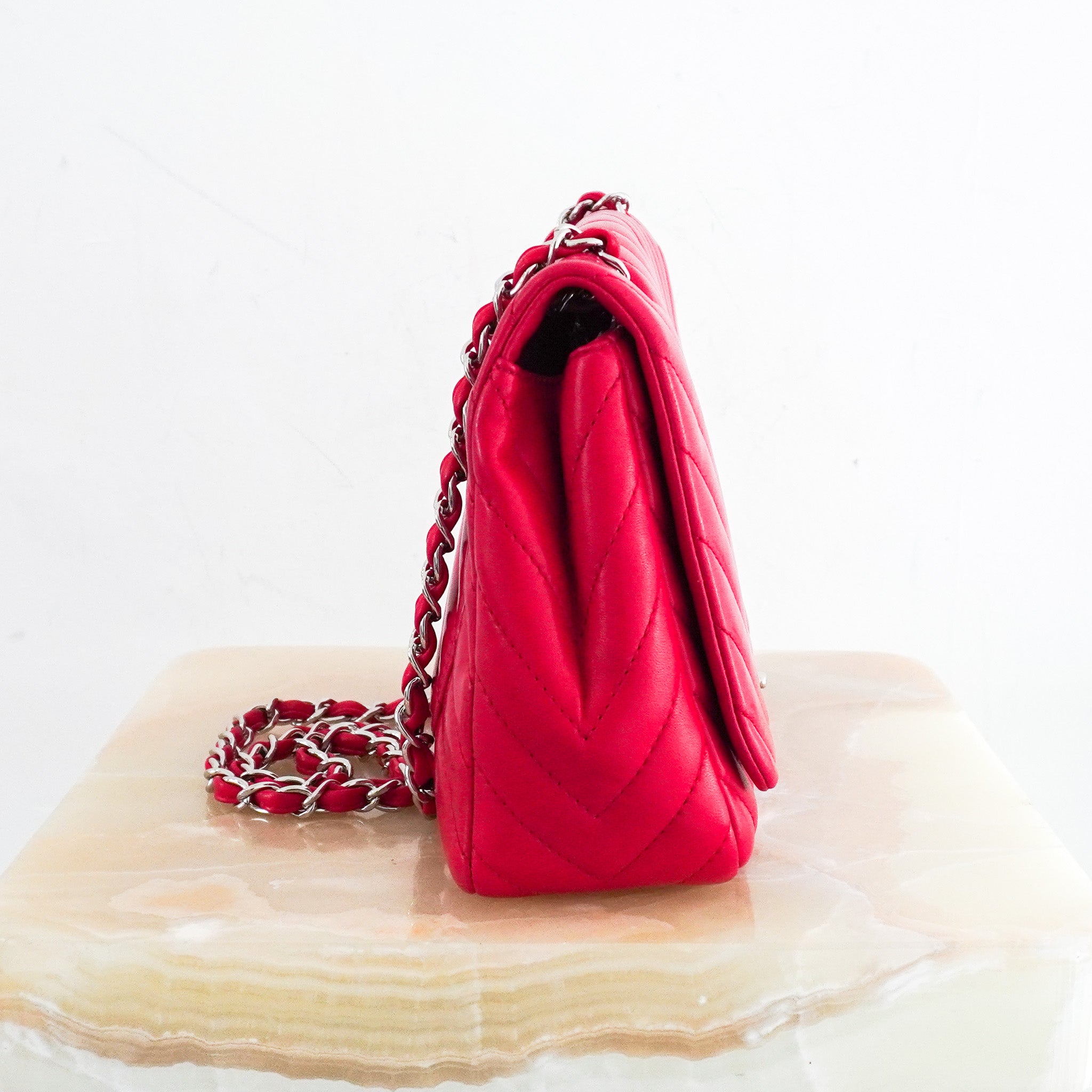 Chanel Chevron Fuchsia Quilted Jumbo Single Flap Bag RRP £5000 | Authentic Preloved - Reloved Again