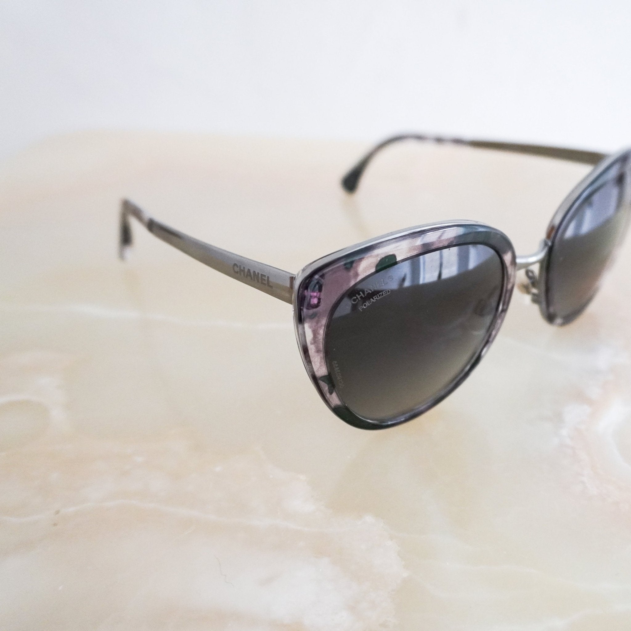 Chanel Grey Marbled Polarised Sunglasses £385 | Authentic Preloved FINAL SALE - Reloved Again