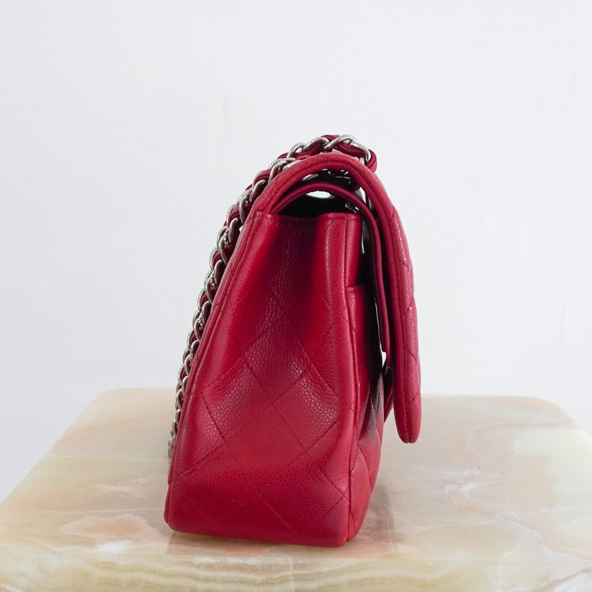 Chanel Jumbo Caviar Double Flap Bag in Red RRP £10,000 | Authentic Preloved - Reloved Again