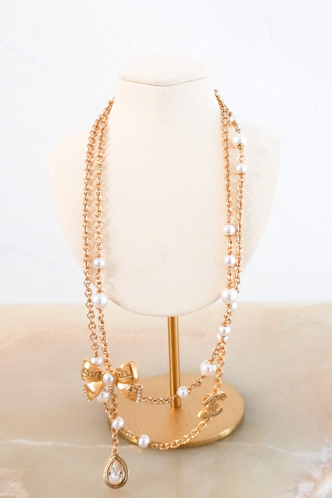 Chanel Long Pearl and Ribbon Necklace RRP £1200 | Authentic Preloved - Reloved Again