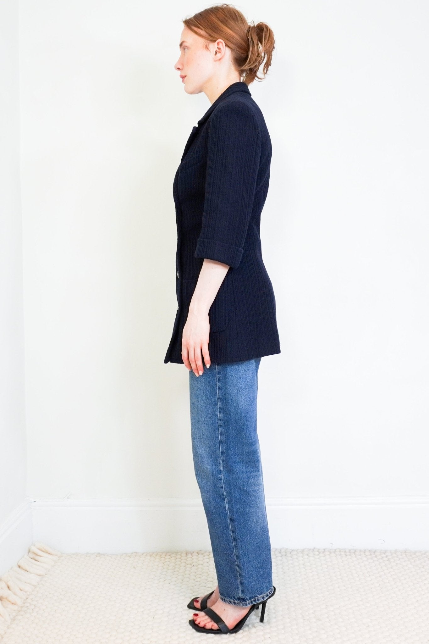 Chanel Navy Ribbed Long Line Jacket 2013 RTW Collection £5910 | Authentic Preloved - Reloved Again
