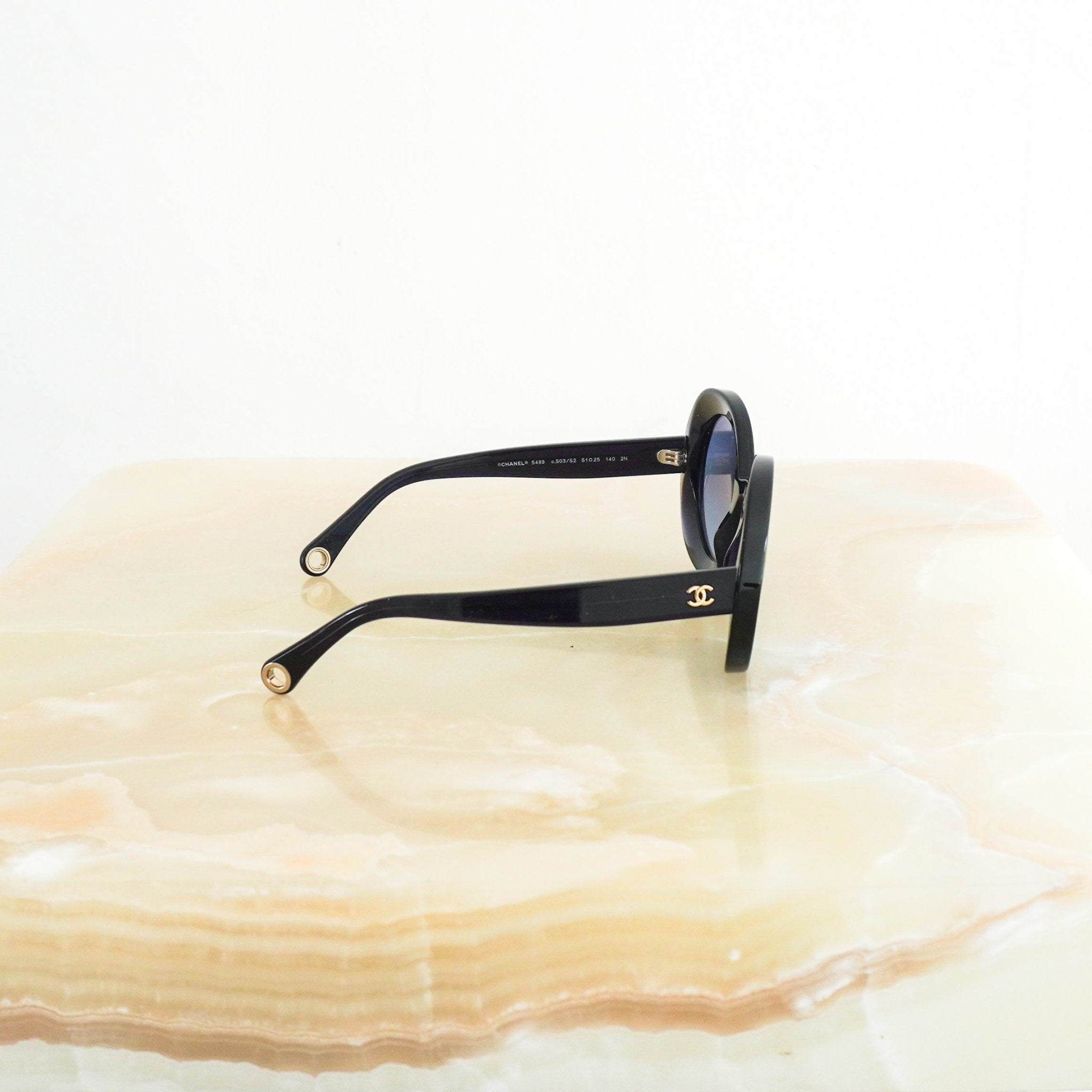 Chanel Navy Round Sunglasses with Beaded Strap RRP £1000 | Authentic Preloved FINAL SALE - Reloved Again