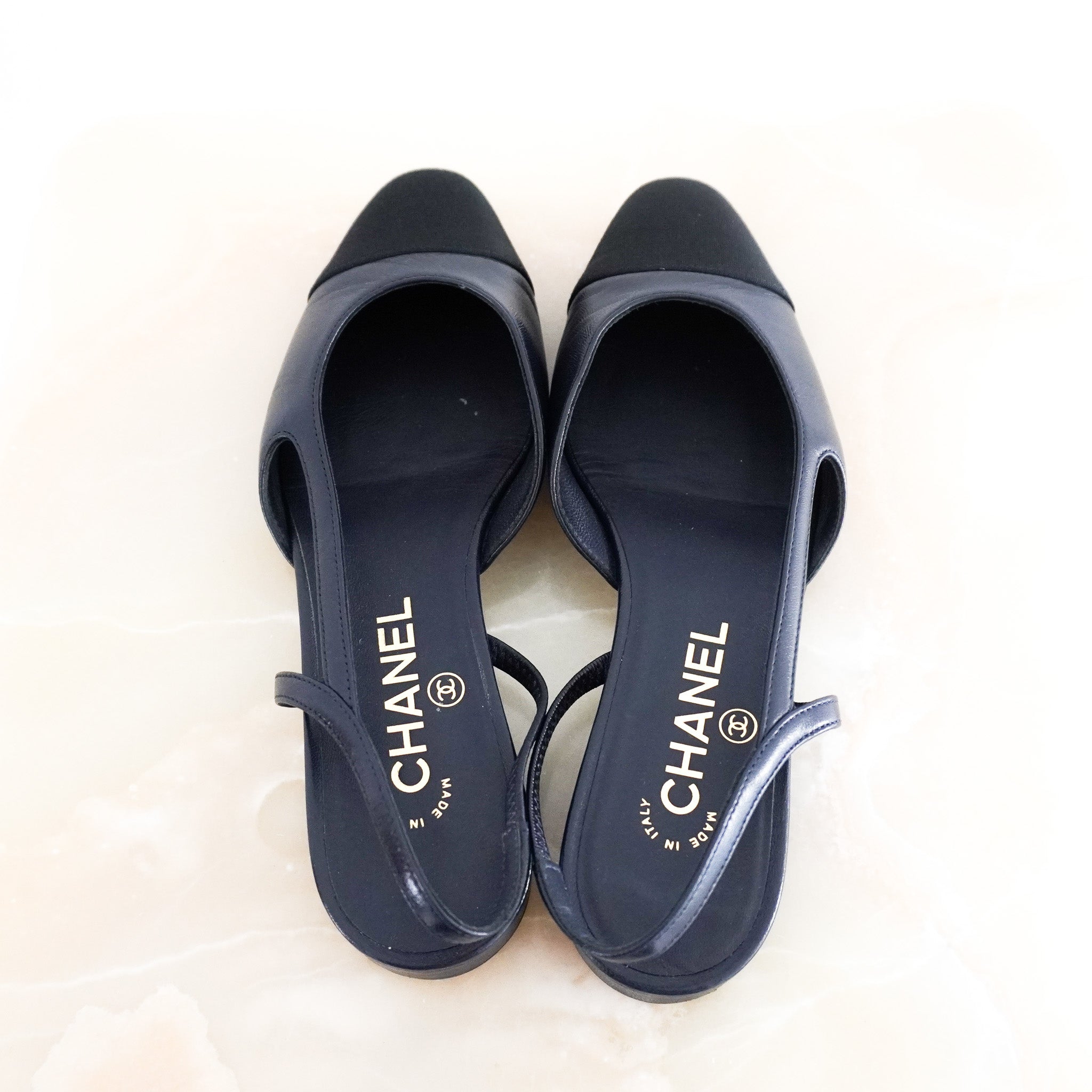 Chanel Navy Slingbacks RRP £880 | Authentic Preloved - Reloved Again