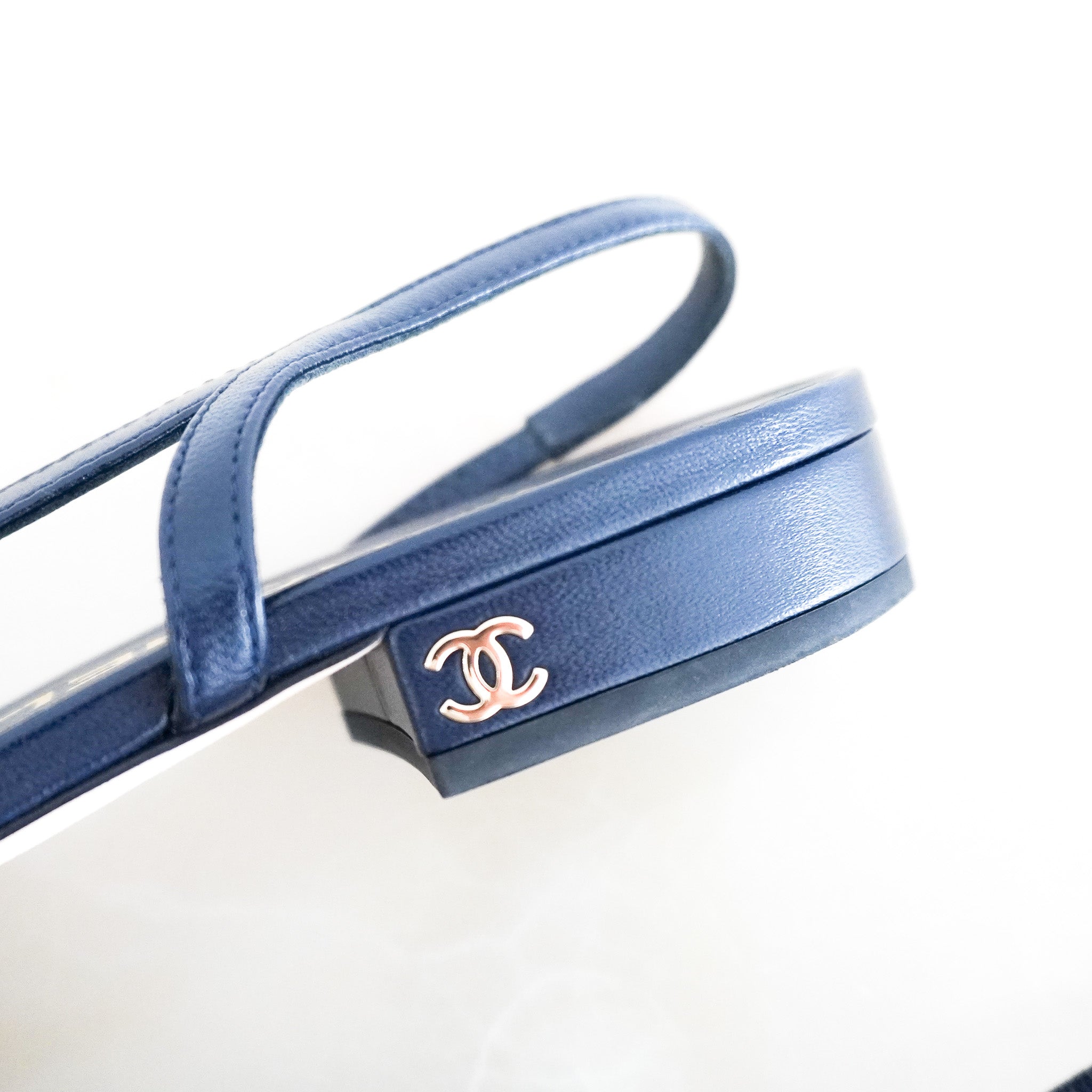 Chanel Navy Slingbacks RRP £880 | Authentic Preloved - Reloved Again