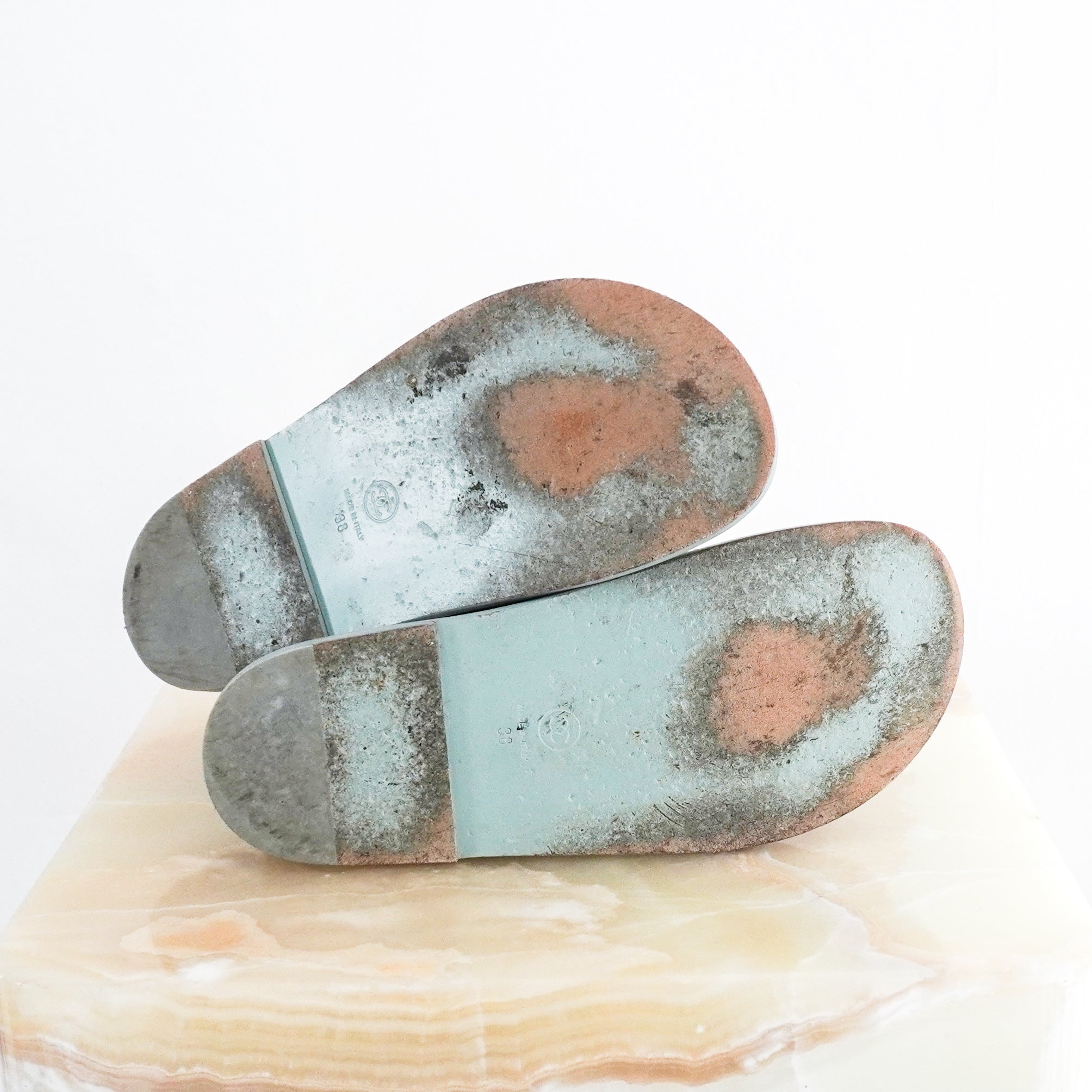 Chanel-Pastel-Blue-and-White-Quilted-Dad-Sandals-bottom-picture-Chelsea-London