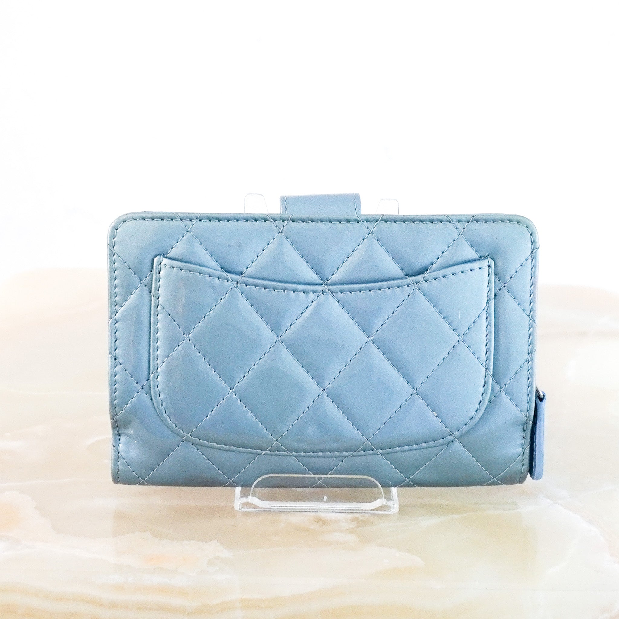 Chanel Patent Wallet in Light Blue RRP £1000 | Authentic Preloved - Reloved Again