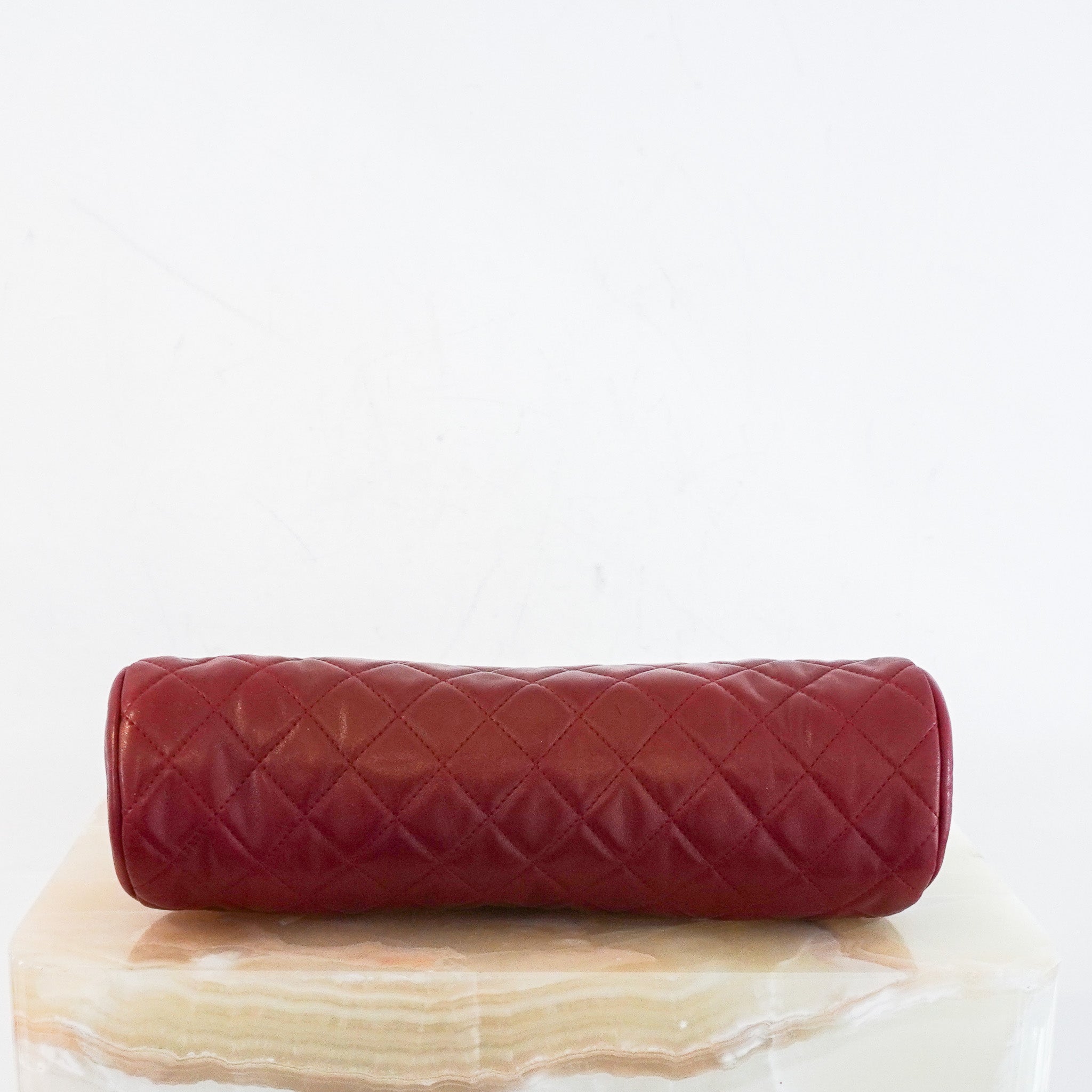 Chanel Quilted Kisslock Lambskin Clutch in Burgundy | Authentic Preloved - Reloved Again