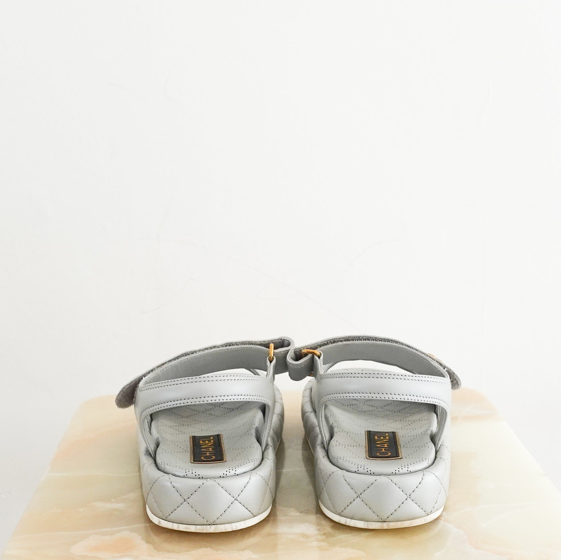 Chanel Quilted Silver Leather Mules Dad Sandals CURRENT SEASON RRP £1.6K | Authentic Preloved - Reloved Again