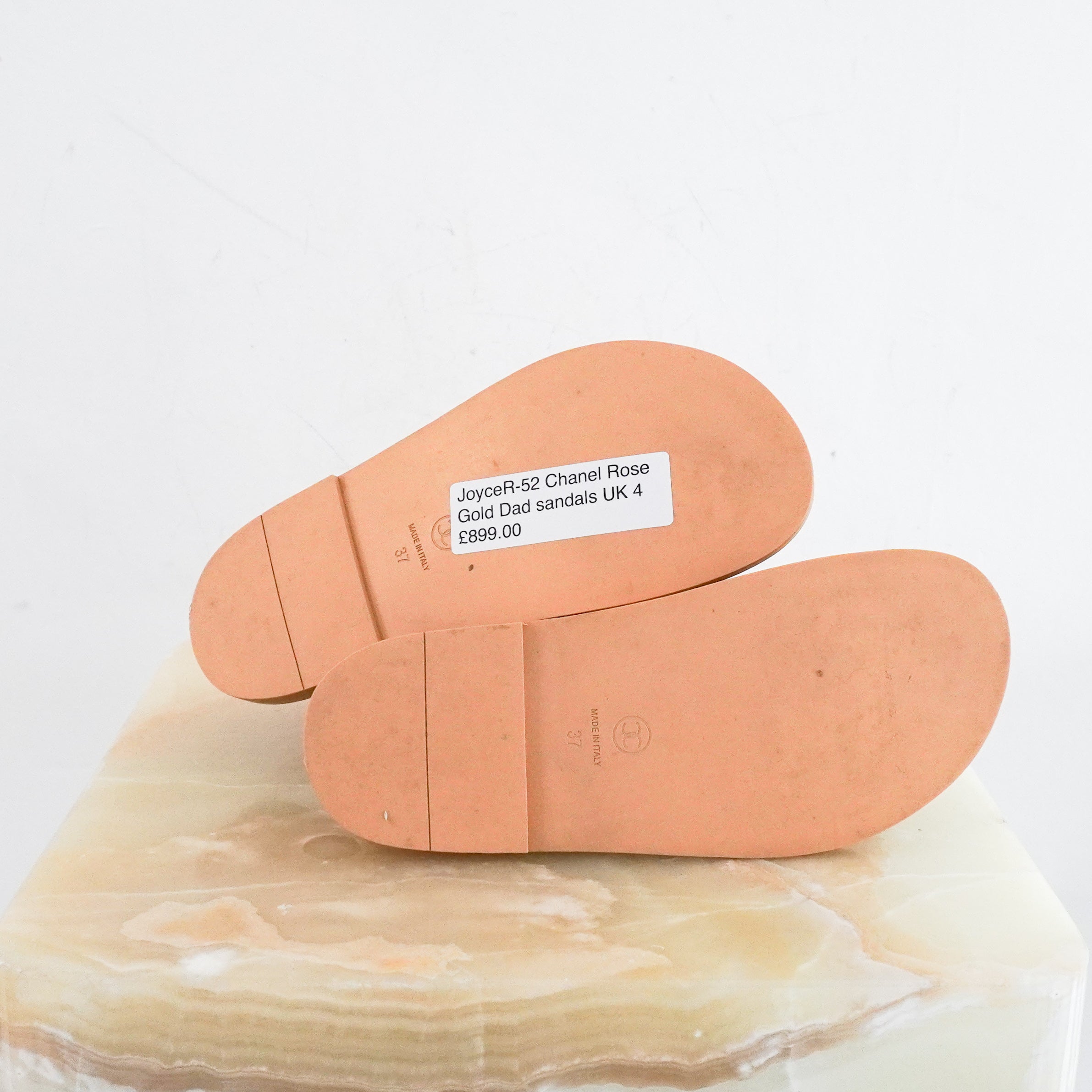 Chanel-Rose-Gold-Quilted-Dad-Sandals-bottom-picture-Chelsea-London