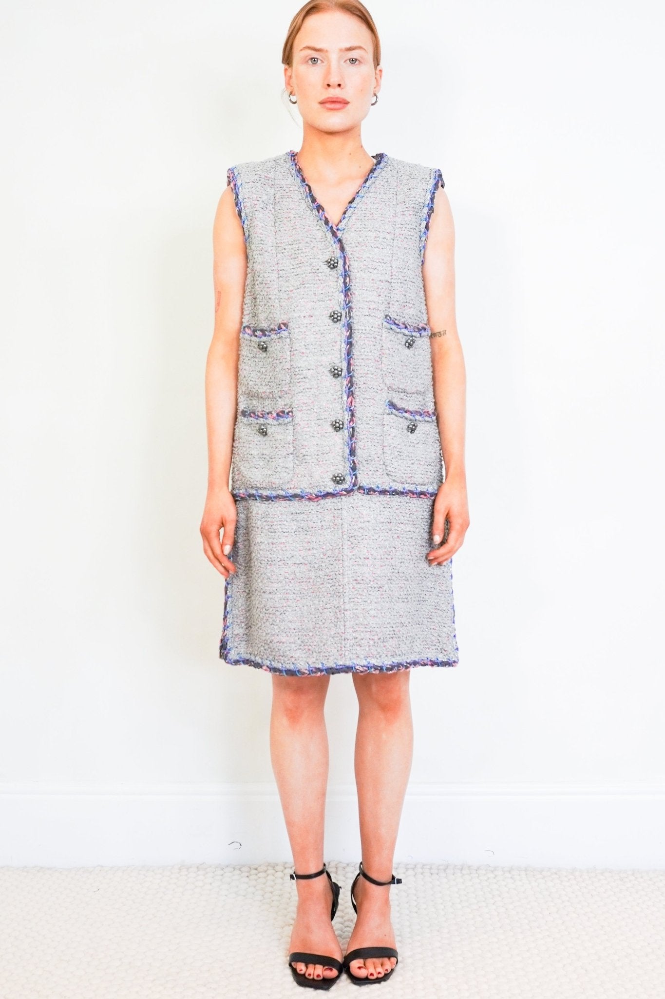 Chanel Spring 2014 Metallic Tweed Sleeveless Dress RRP £2650 | Authentic Preloved - Reloved Again