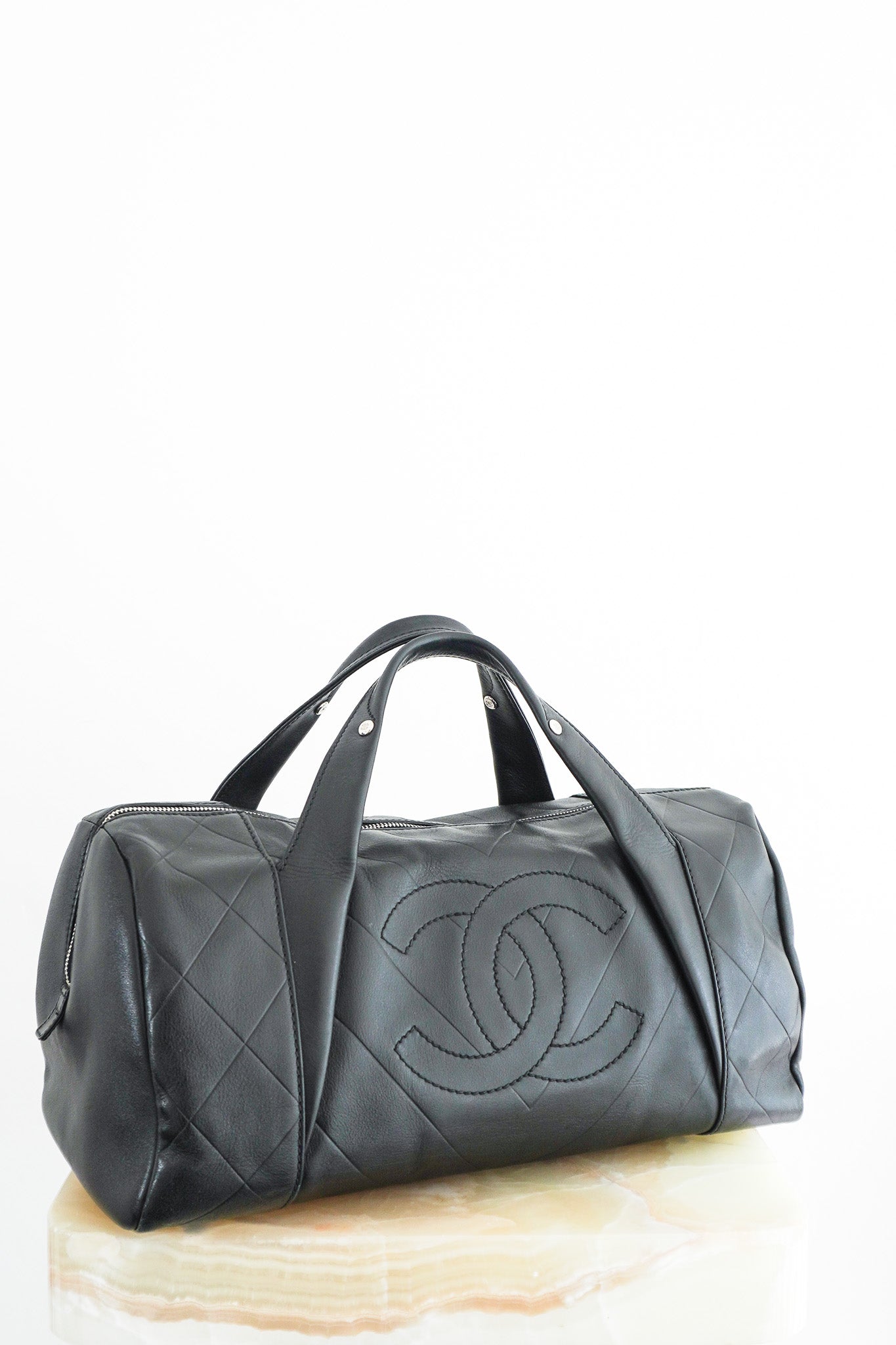 Chanel-Timeless-Boston-Bag-in-Black-front-picture-chelsea-london