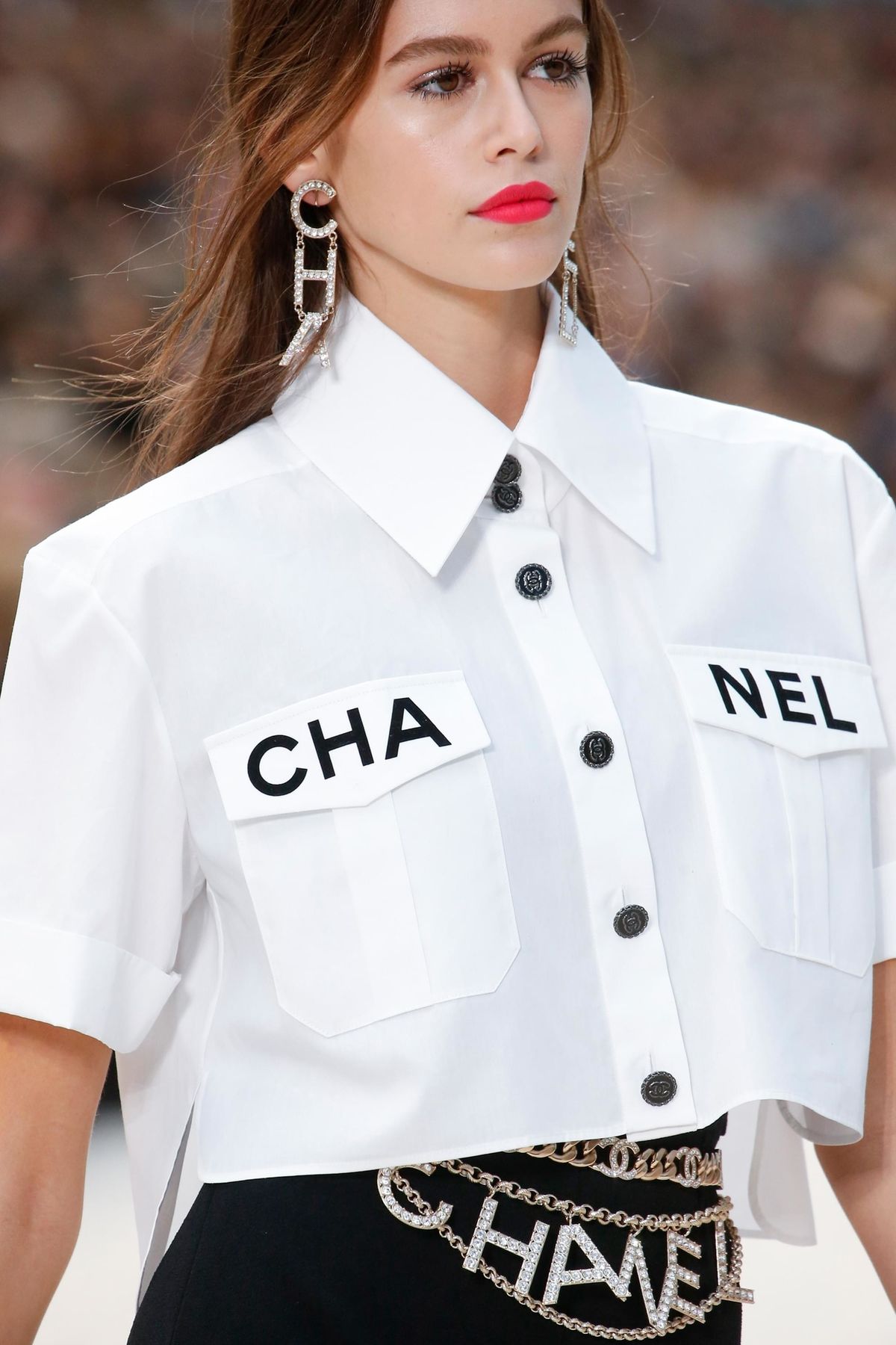 Chanel SS2019 White Cotton Beach Letter Cropped Shirt (RRP £1650)| Authentic Preloved