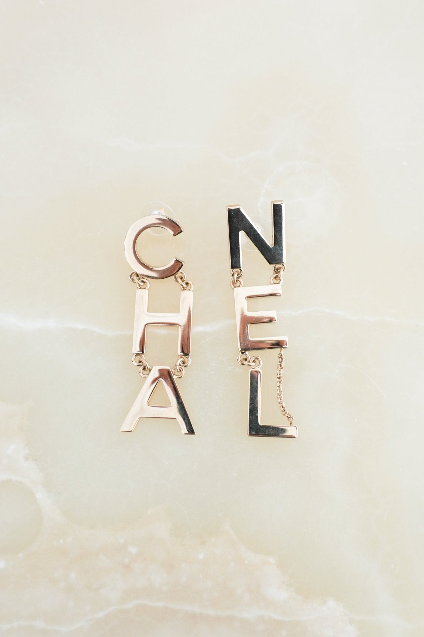 Chanel B20 Gold-Tone Letter Drop Earrings - Collector's Item | Authentic Preloved FINAL SALE - Reloved Again