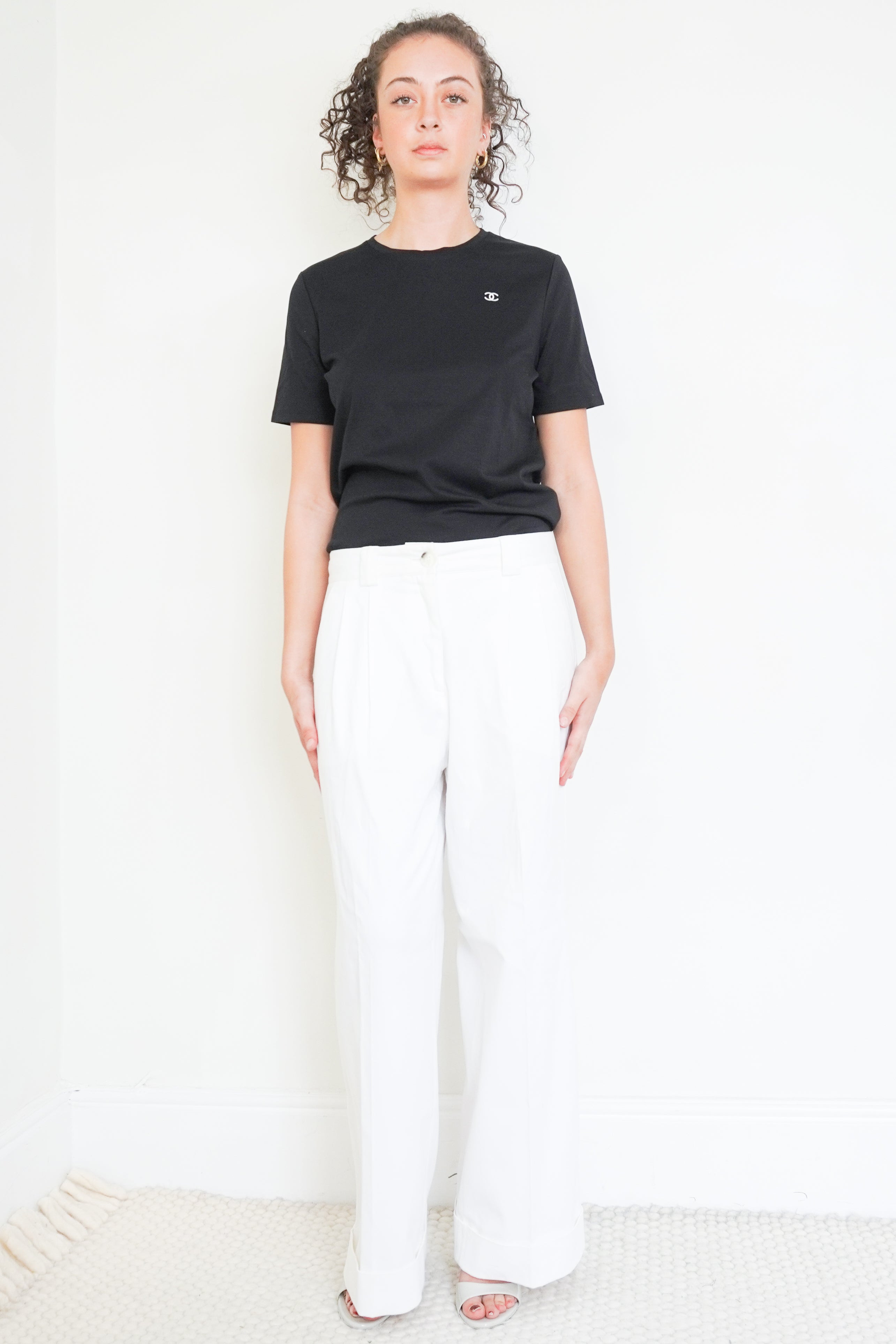 front photo of a Chanel Black CC Logo Uniform T-Shirt