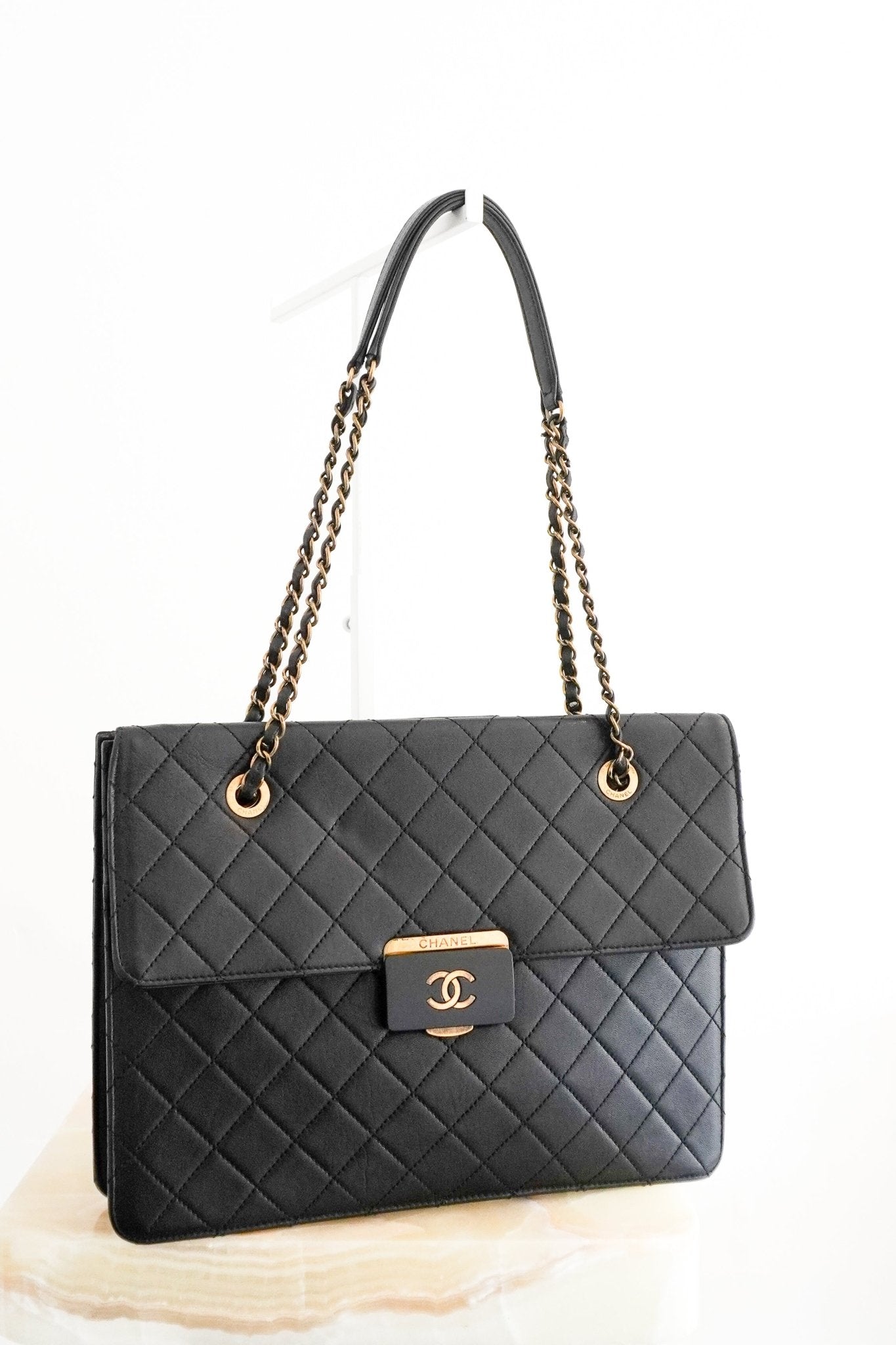 Chanel Black Lambskin Beauty Lock Shopping Tote Bag (RRP £4100) | Authentic Preloved - Reloved Again