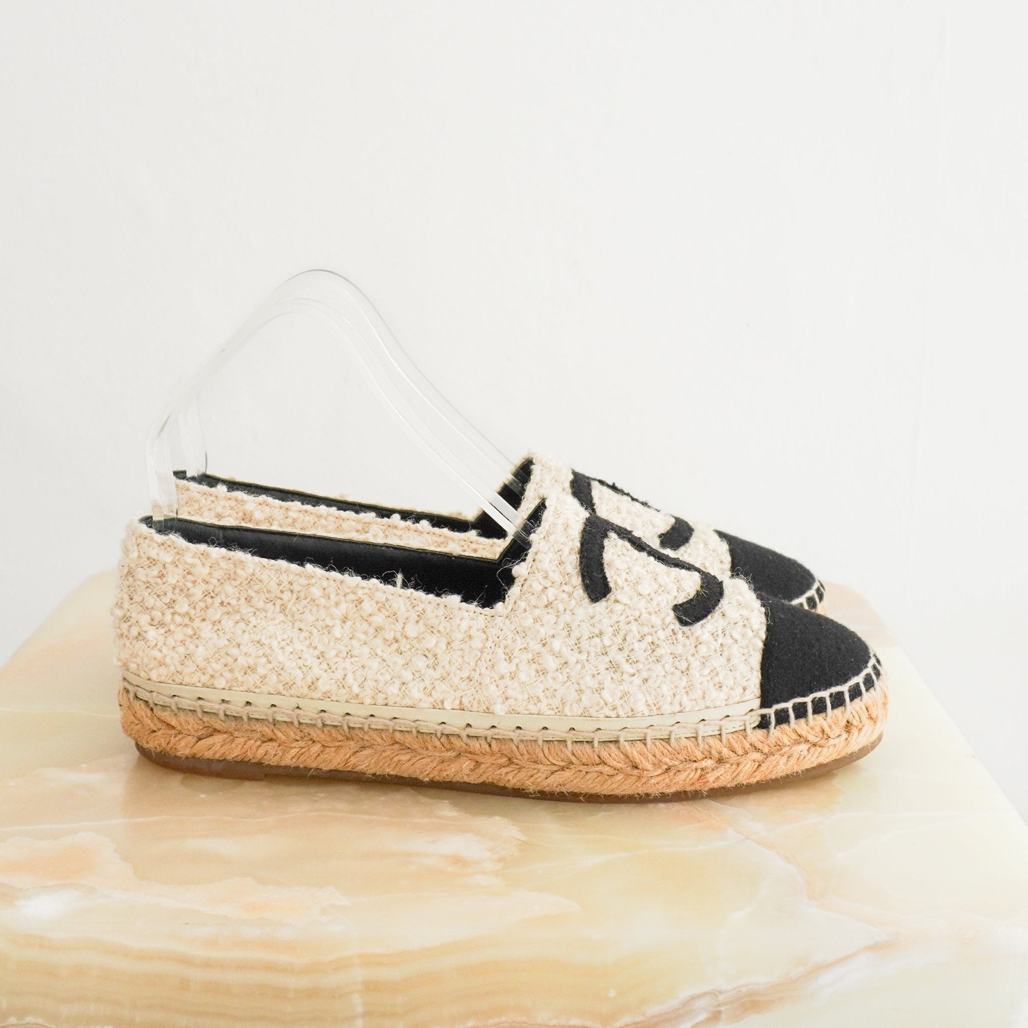 Chanel CC Cream Boucle Espadrilles (RRP £730) | Authentic Preloved - Reloved Again