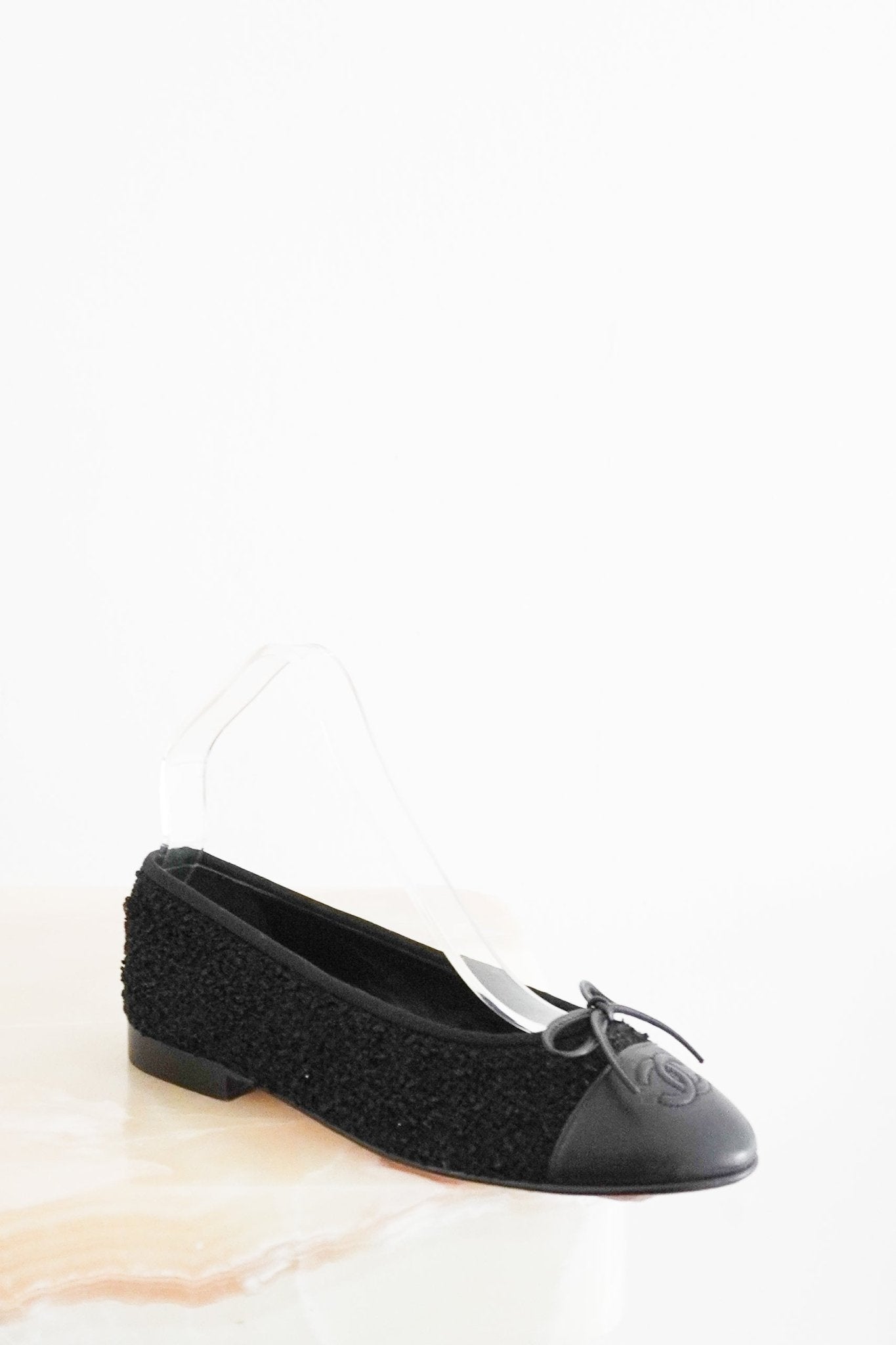Chanel CC Tweed Ballet Flats in Black (RRP £899) | Authentic Preloved - Reloved Again