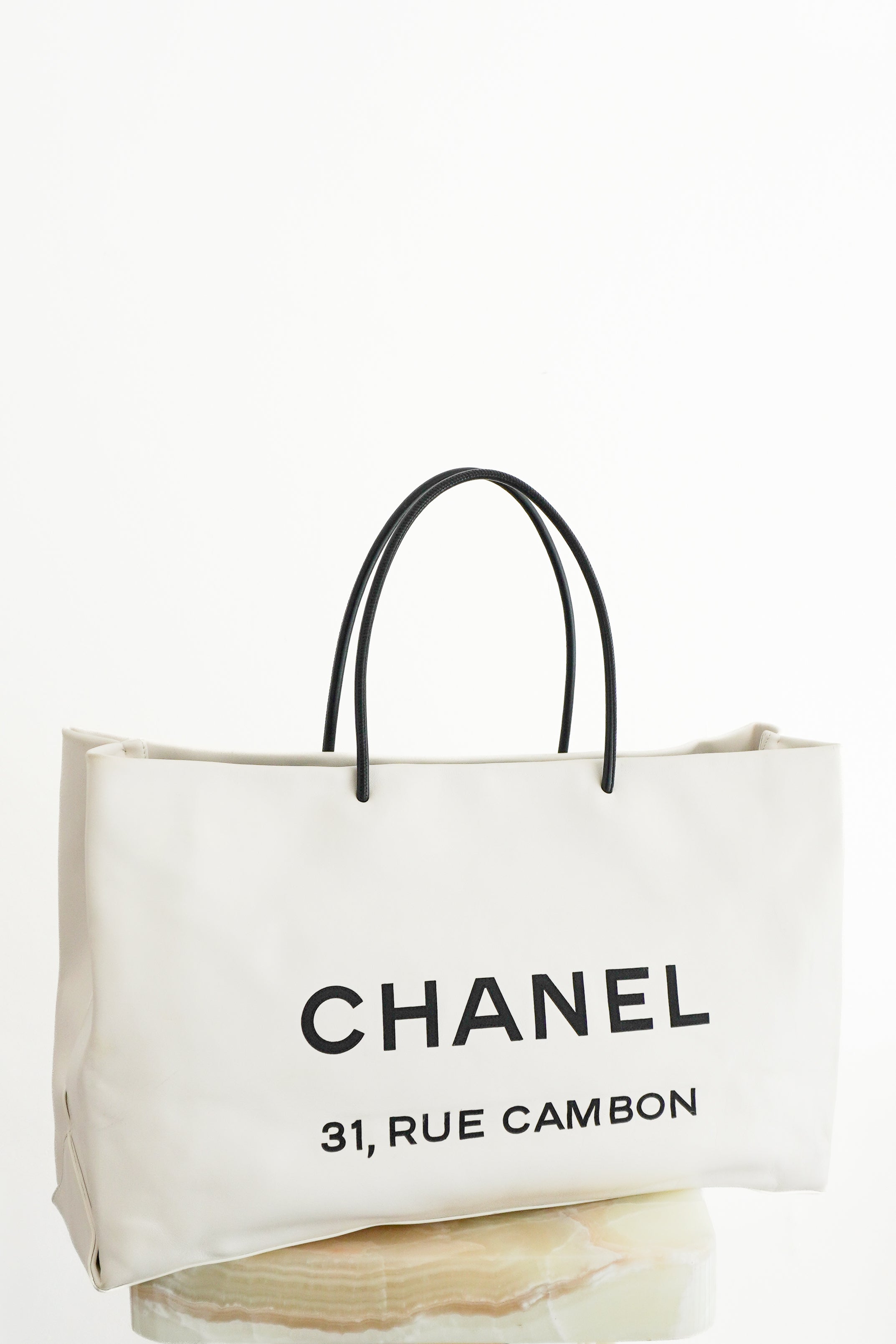 Chanel Essential 31 Rue Cambon Large White Leather Tote Bag front photo chelsea london
