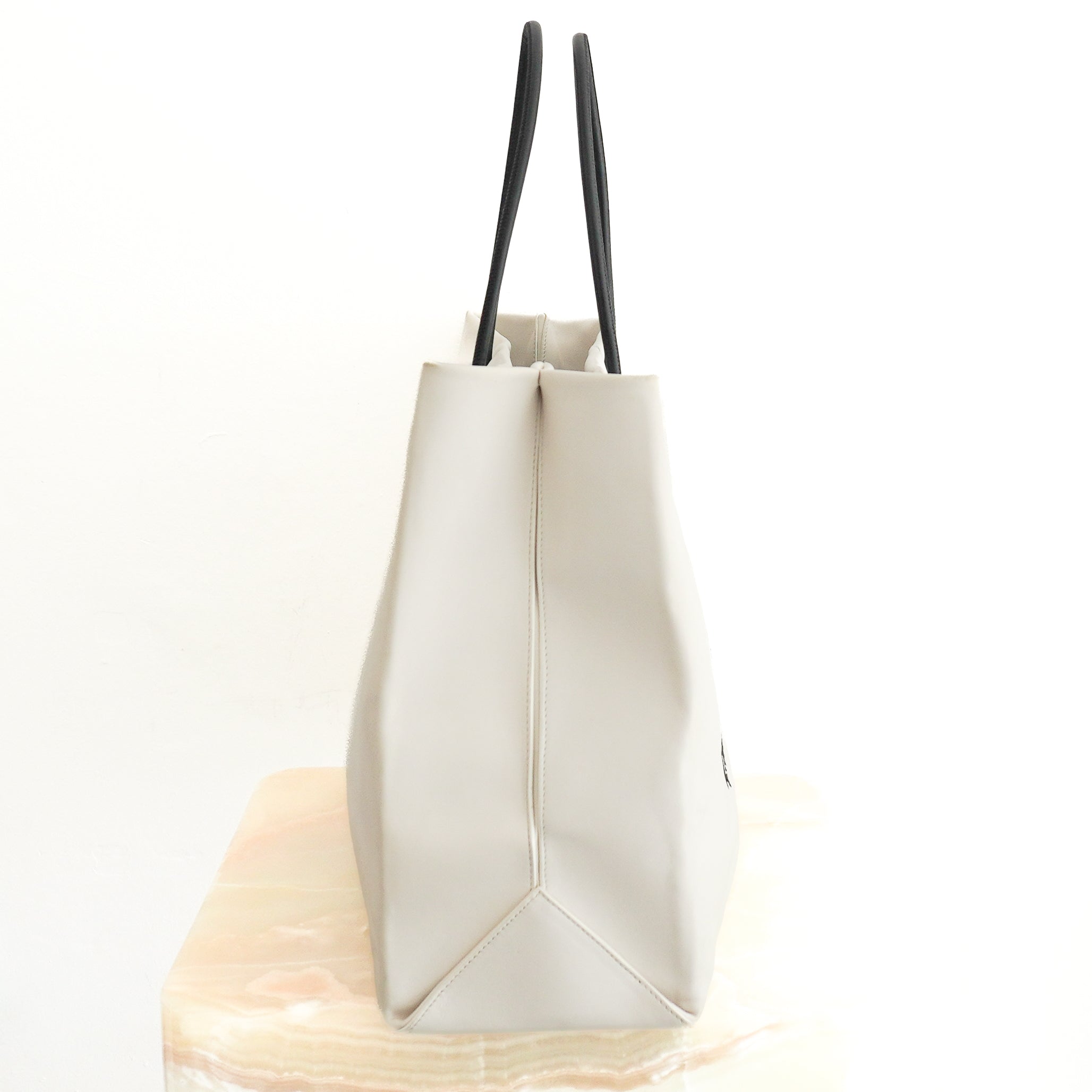 Chanel Essential 31 Rue Cambon Large White Leather Tote Bag side photo chelsea london
