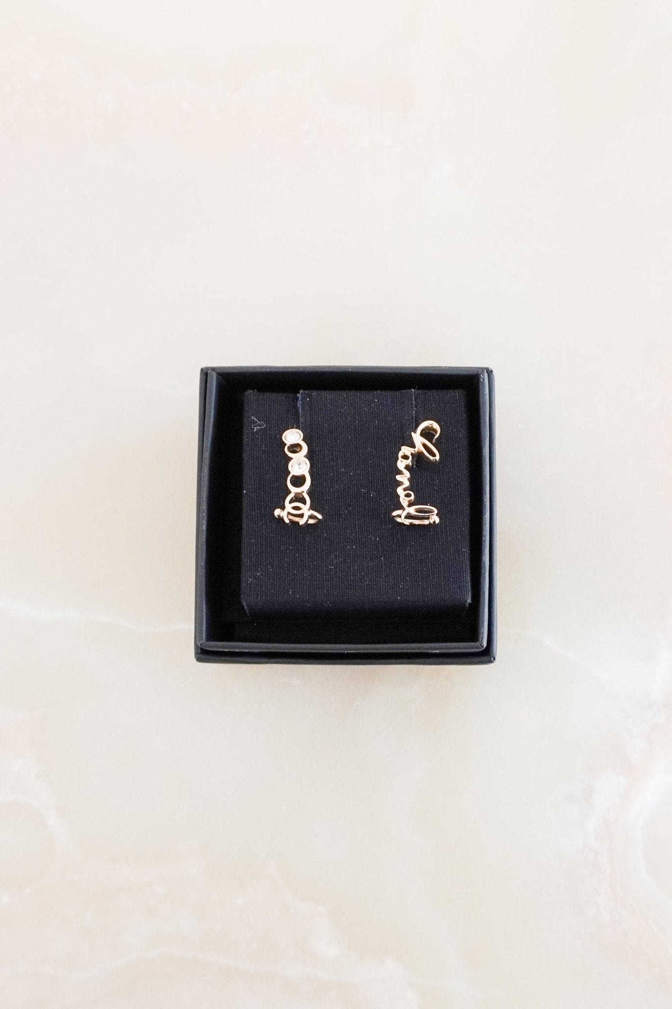Chanel Gold-Tone Logo Script CC Crystal Earrings (RRP £430) | Authentic Preloved FINAL SALE - Reloved Again
