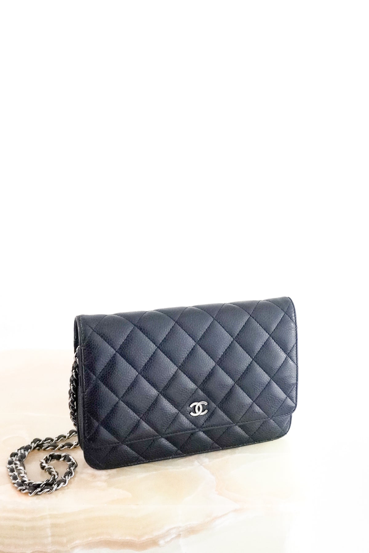 Chanel WOC Classic Navy Silver Hardware front