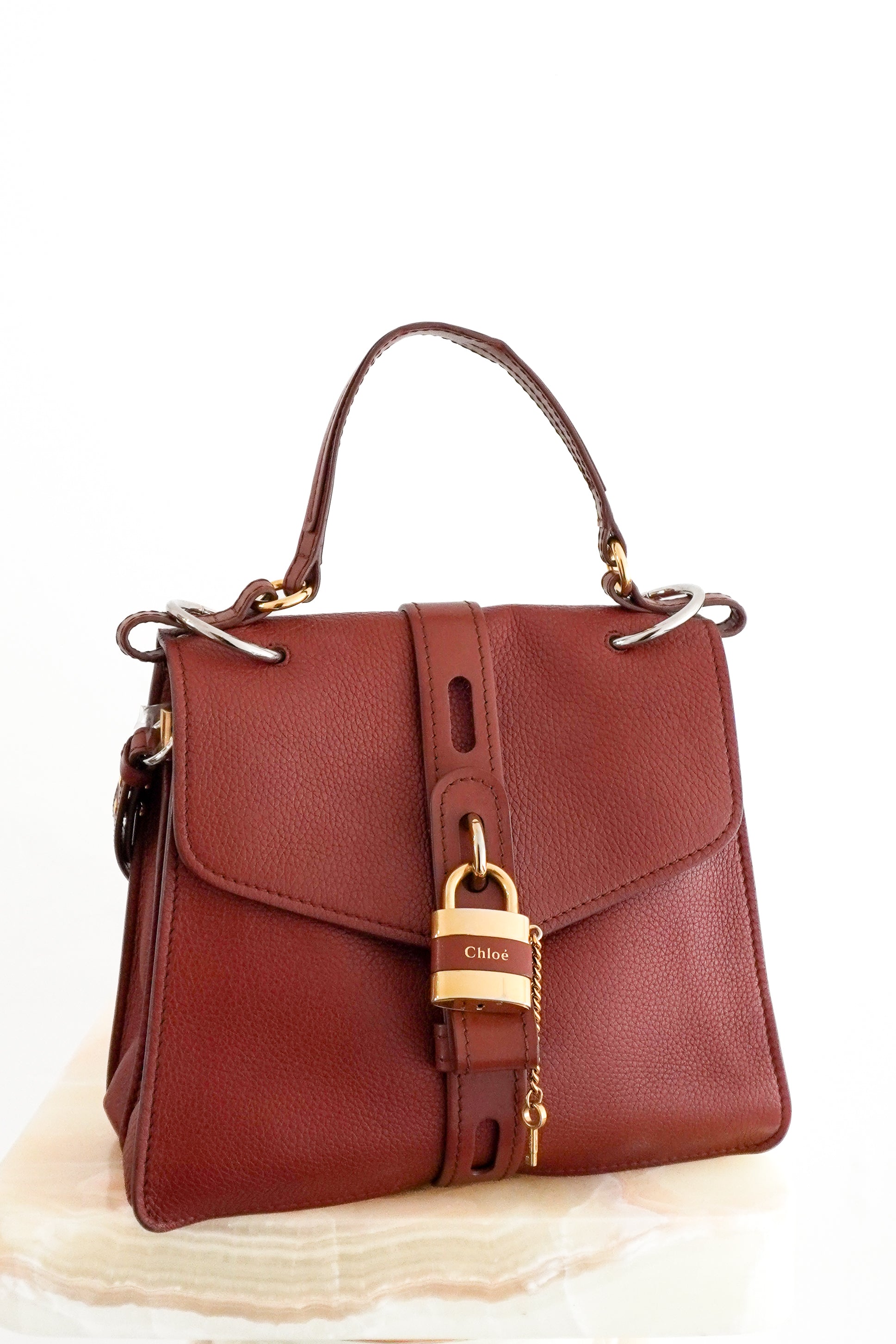 Chloé Aby Medium Day Bag in Sepia Brown front photo chelsea london