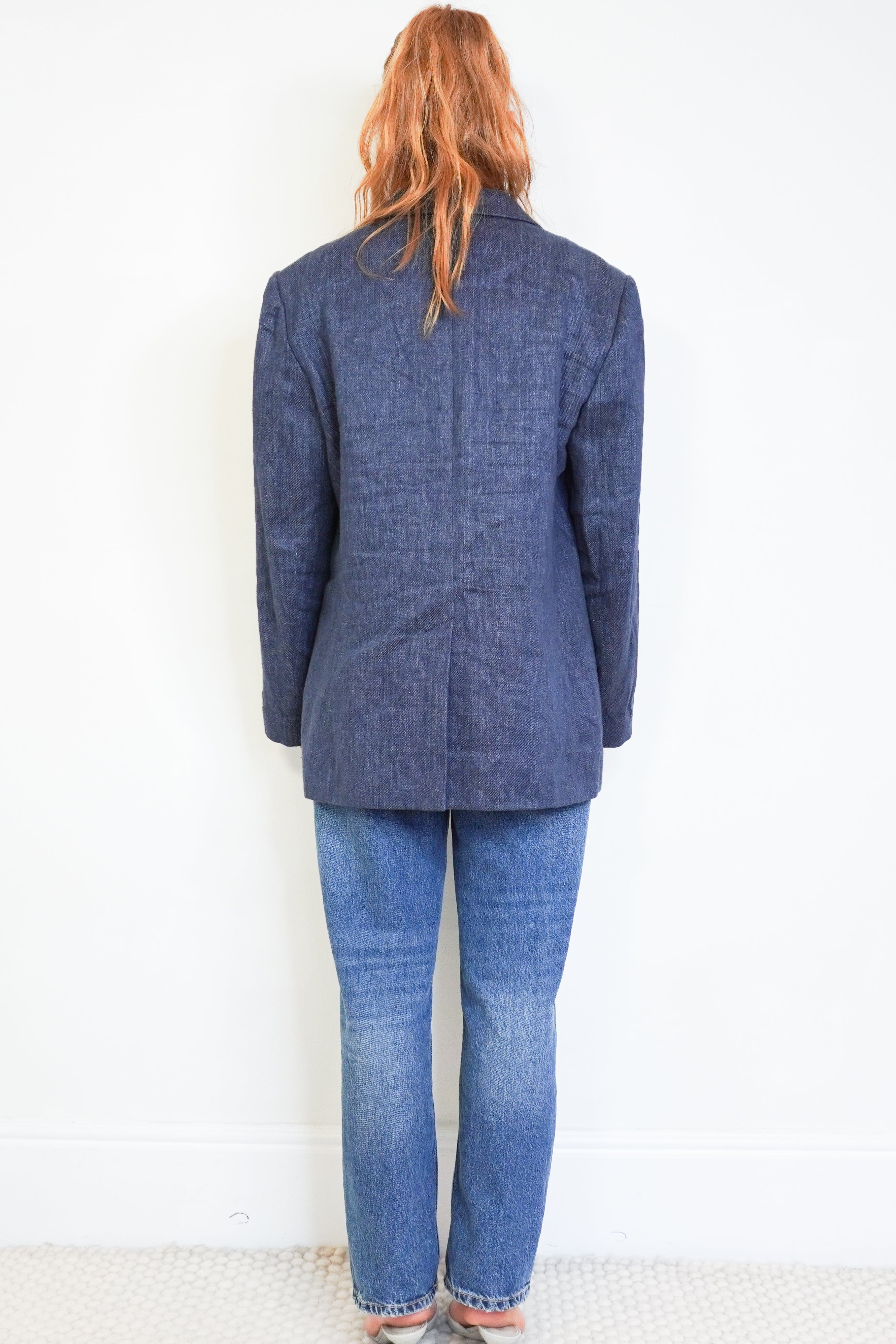 Chloé Deep Ocean Linen Blazer back photo chelsea london