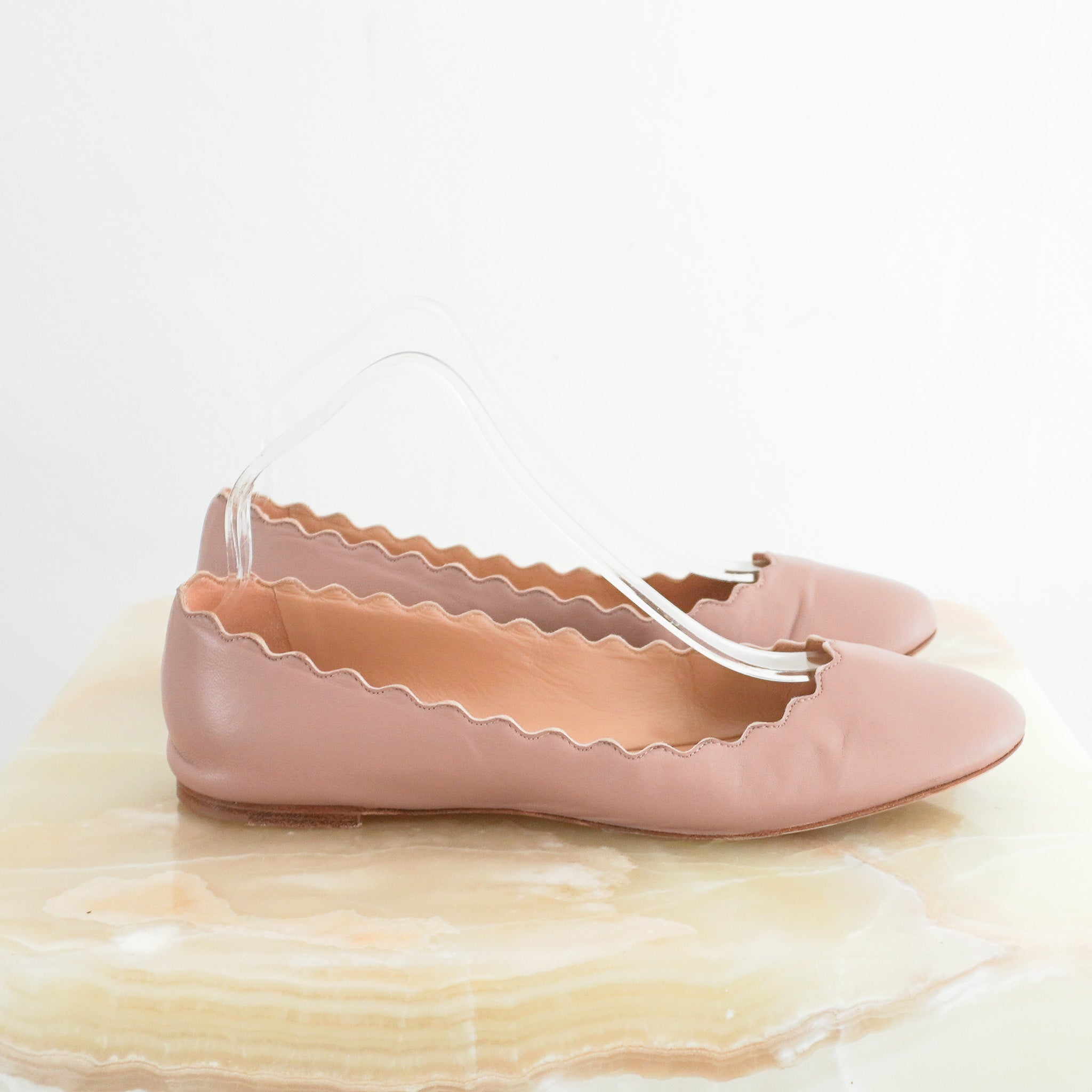 Chloe Lauren Scallop Flats in Blush RRP £350 | Authentic Preloved - Reloved Again