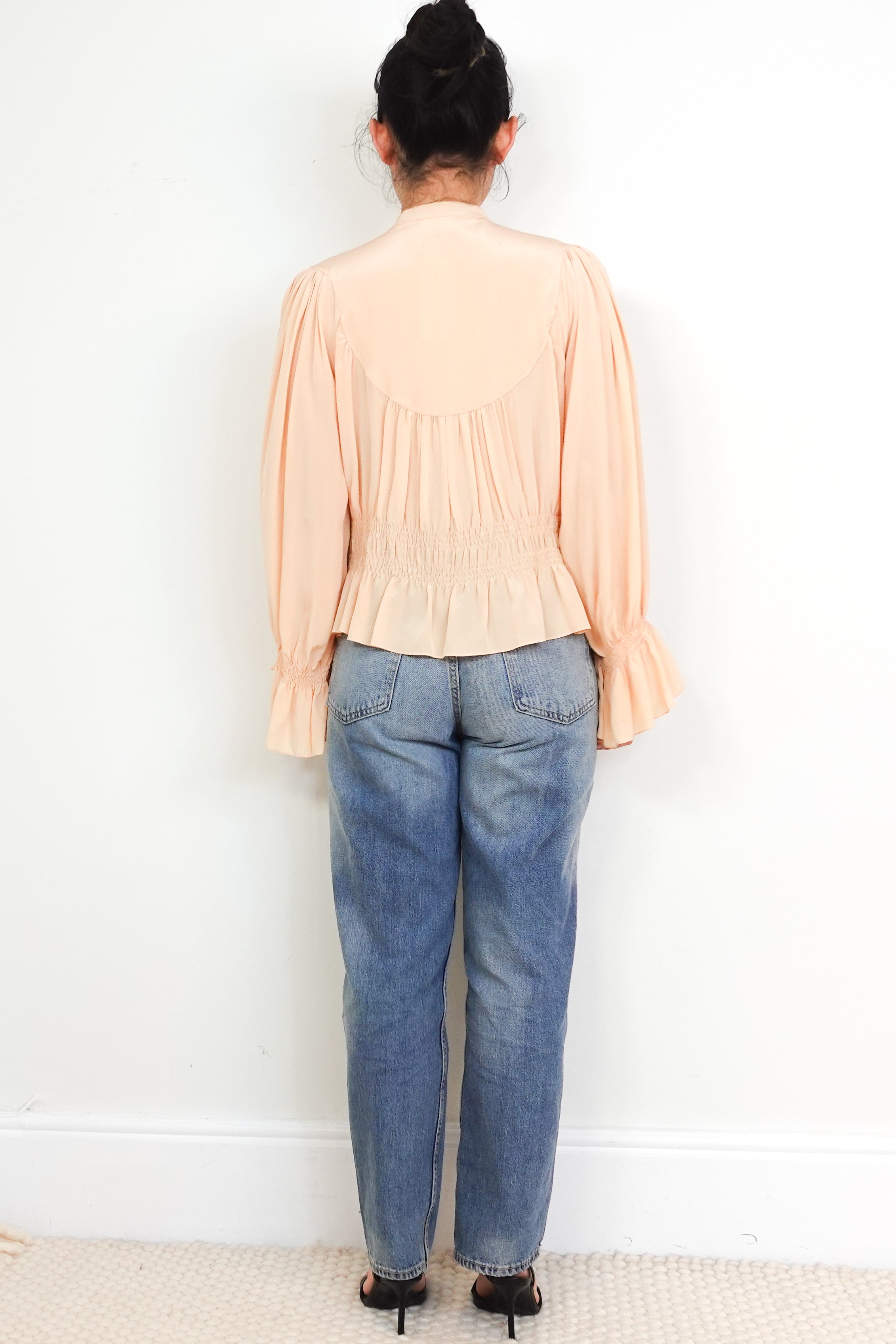 Chloe-Sandy-Beige-Ruched-Silk-Pussy-Bow-Blouse-back-picture-Chelsea-London