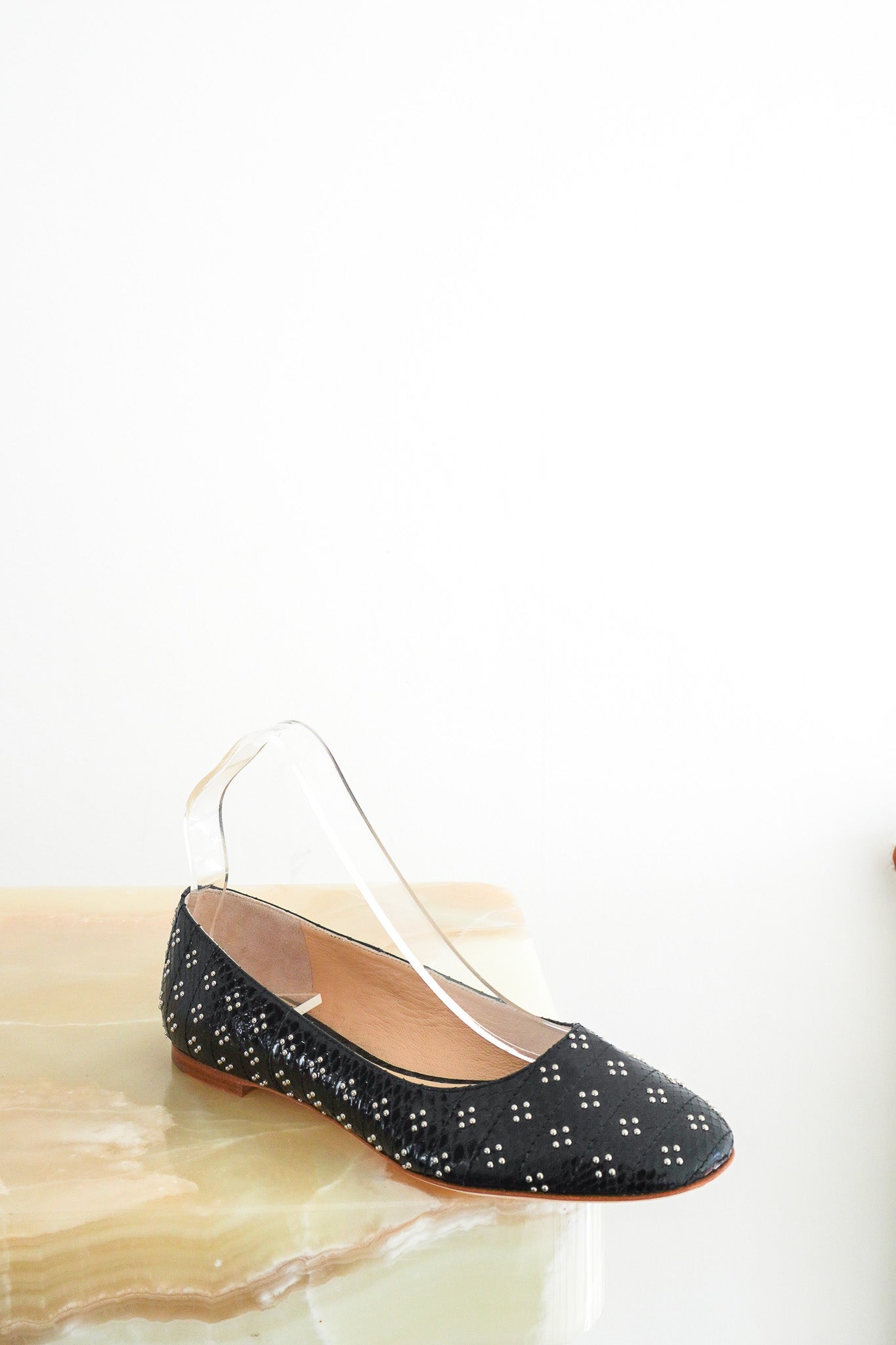 Chloe-Studded-Flats-in-Black-front-picture-chelsea-london