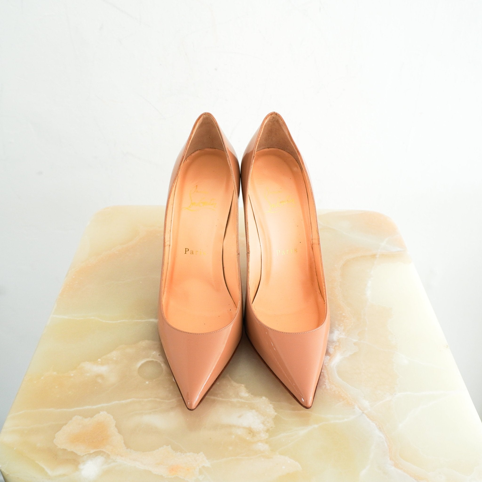NEW Christian Louboutin Nude Decollete Patent Heels RRP £695 | Authentic Preloved - Reloved Again