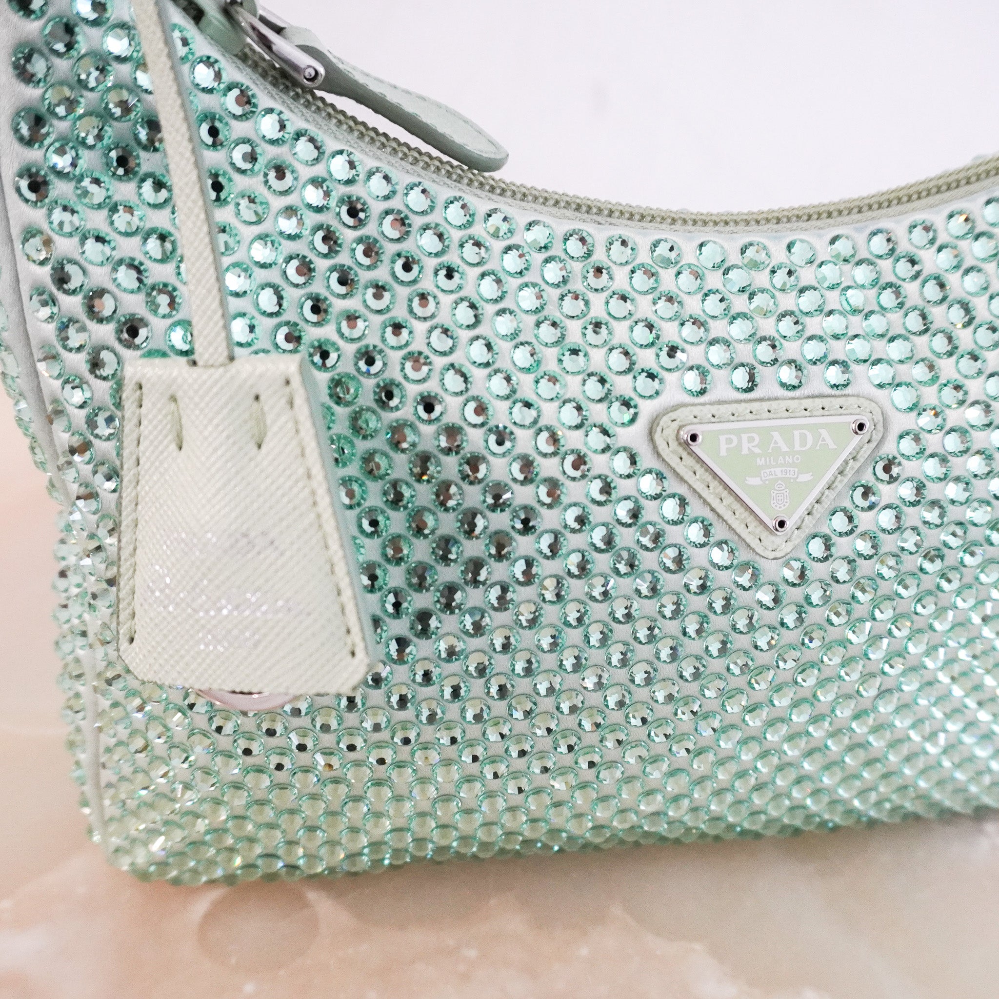 Prada Re - Edition 2000 Green Crystal Satin Bag RRP £1980 | Authentic Preloved - Reloved Again
