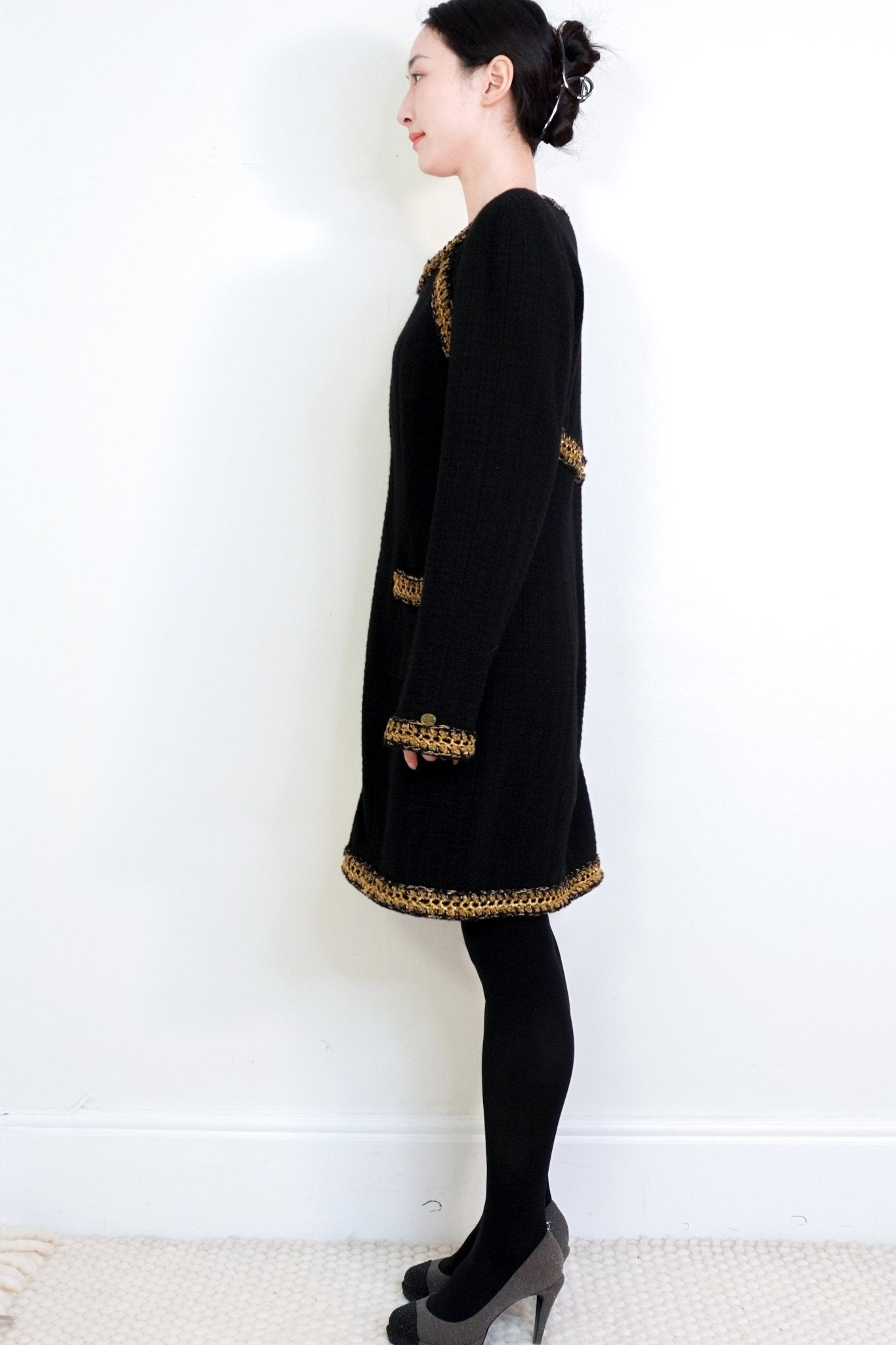 Chanel Black & Gold Appliqué Cambon Wool Dress RRP £5.5K | Authentic Preloved - Reloved Again