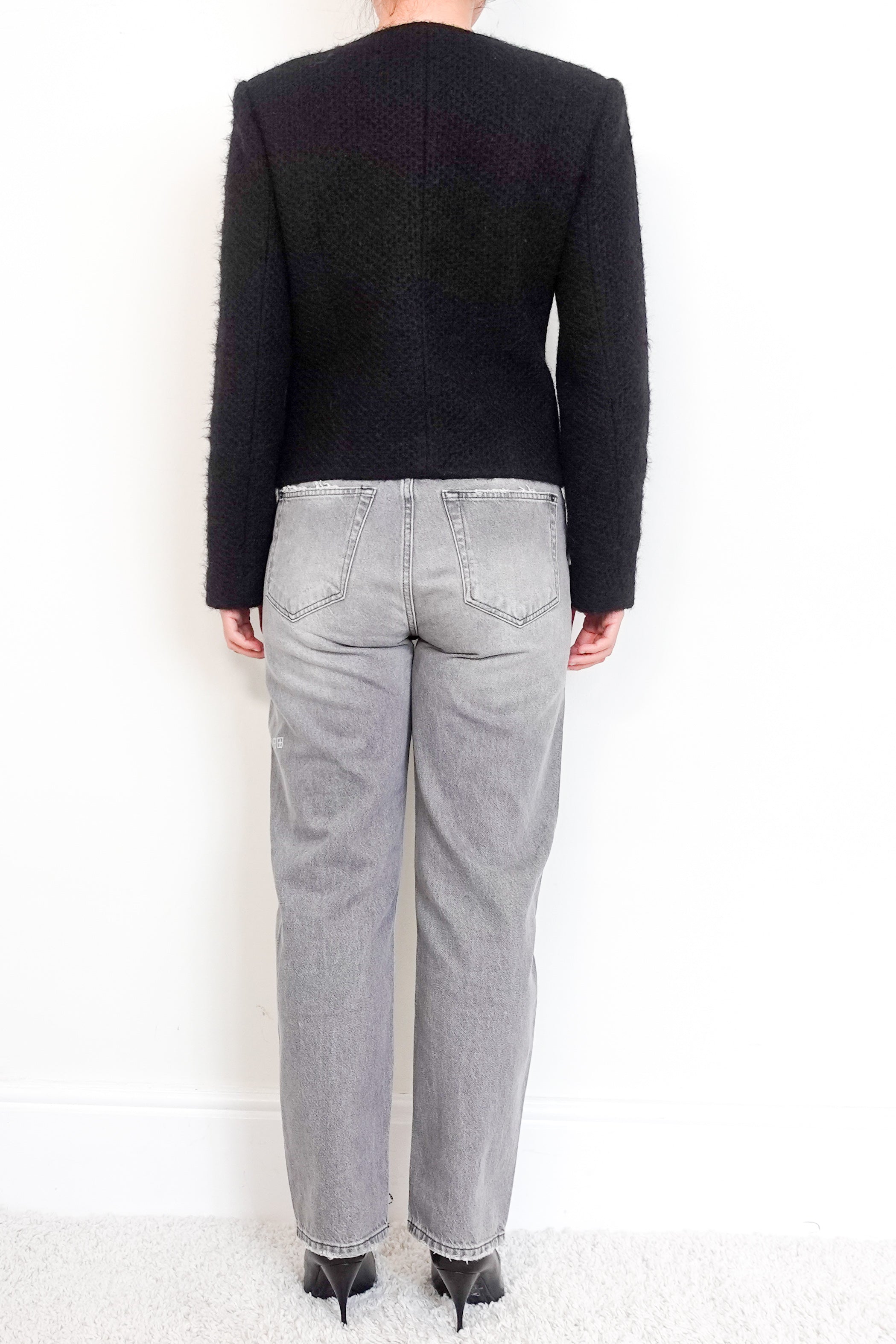 Anine Bing Boucle Black Cropped Jacket | Authentic Preloved