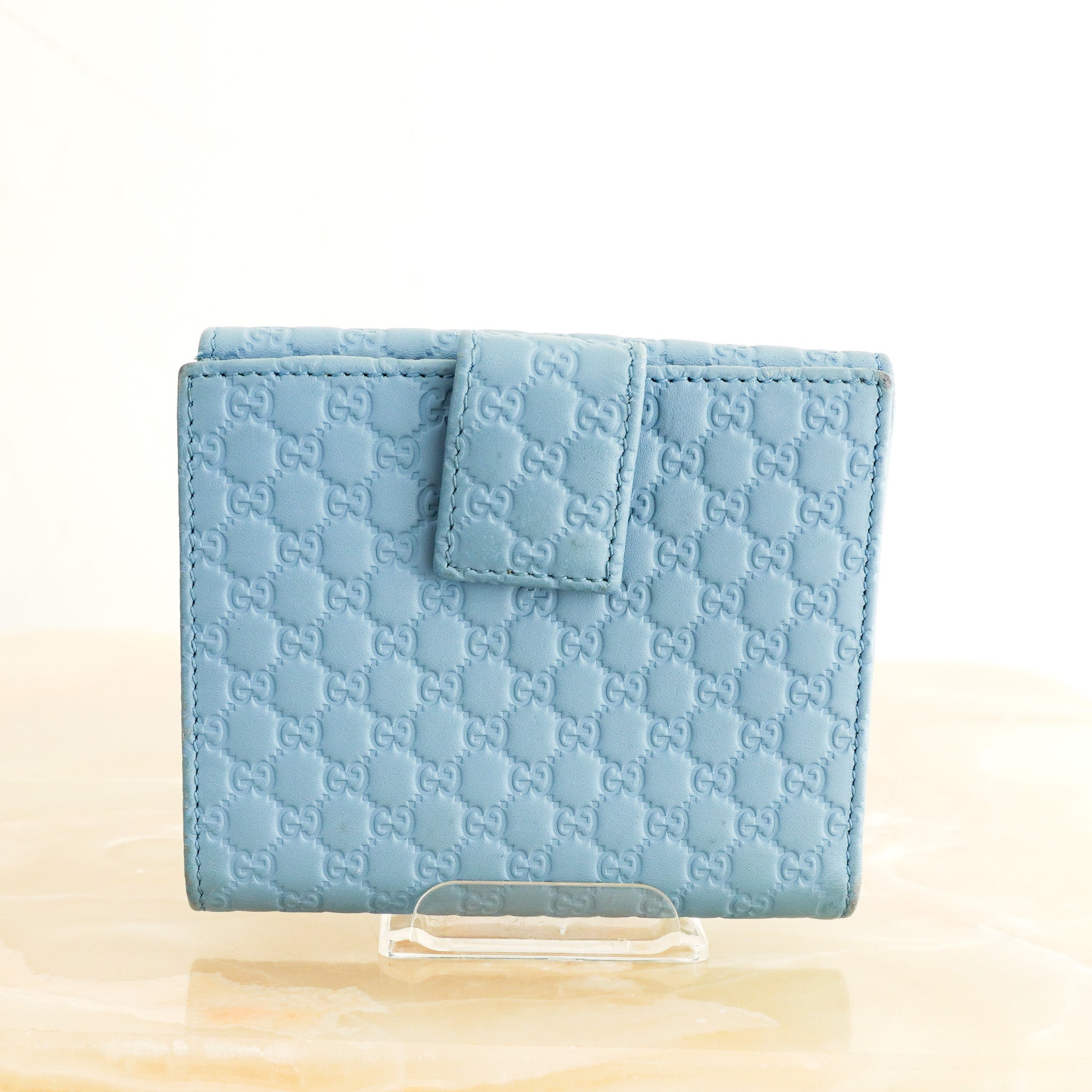 Gucci GG Monogram Bi - Fold Wallet in Blue RRP £495 | Authentic Preloved - Reloved Again