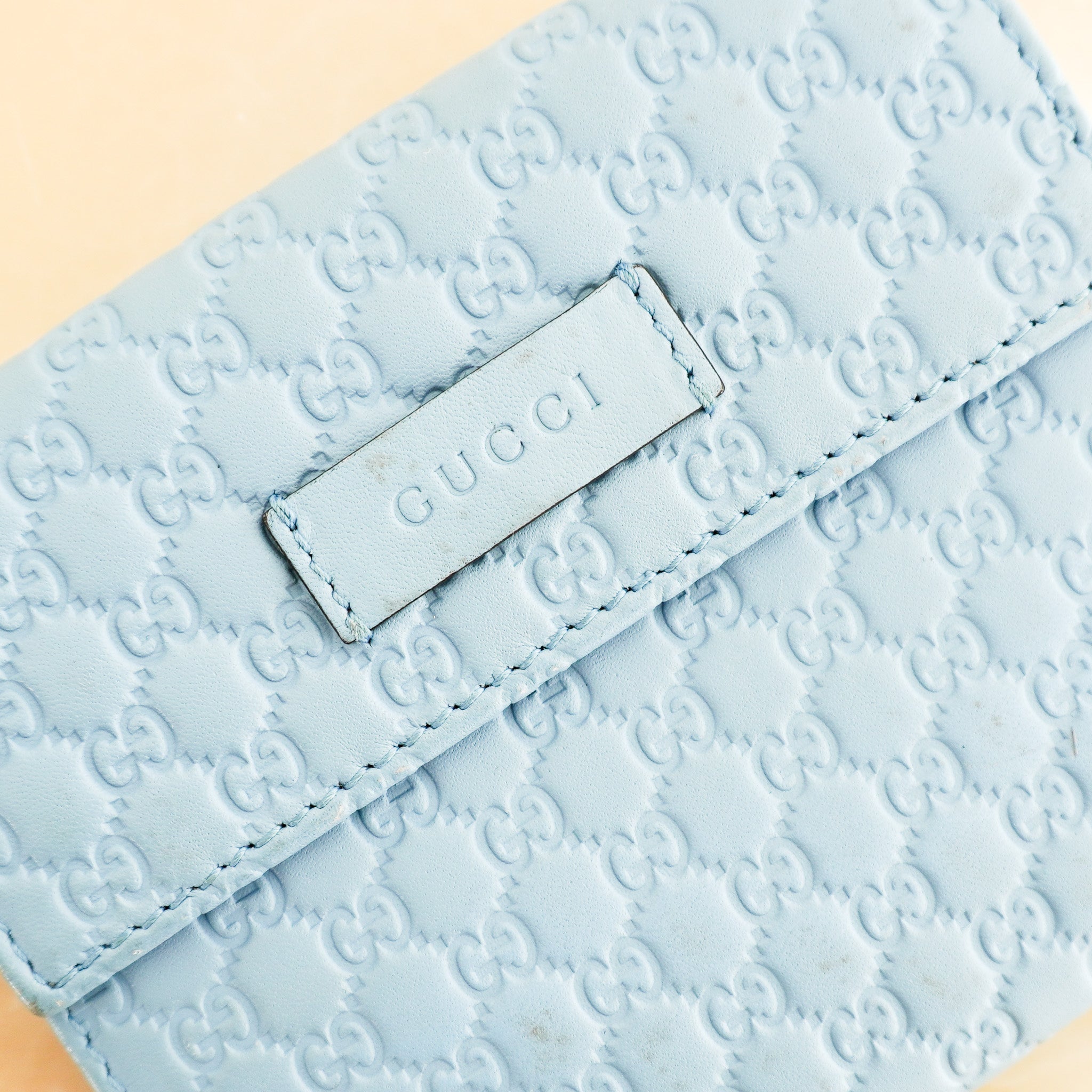 Gucci GG Monogram Bi - Fold Wallet in Blue RRP £495 | Authentic Preloved - Reloved Again