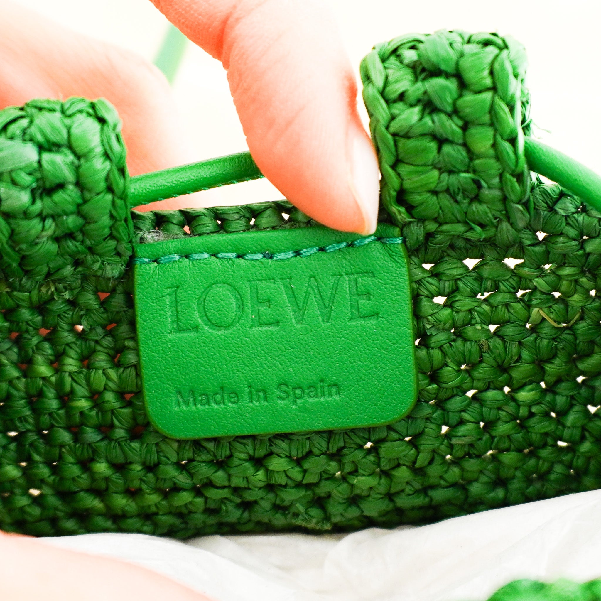 Loewe x Paula Ibiza Drawstring Pocket Bag in Green RRP £750 | Authentic Preloved - Reloved Again