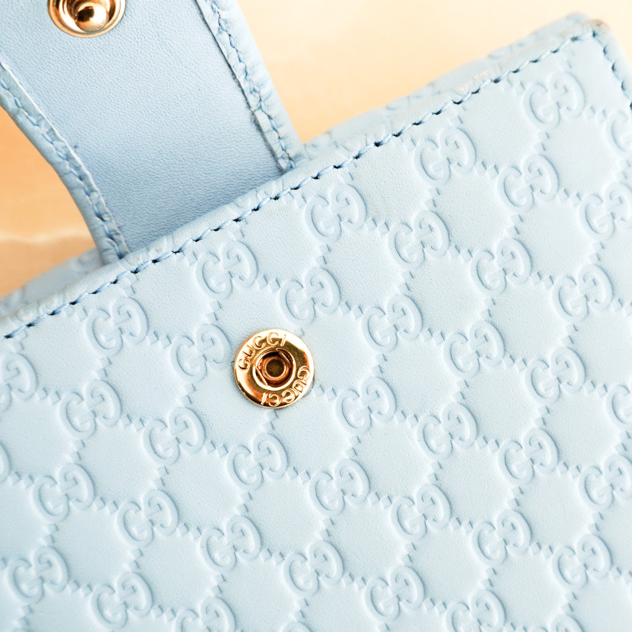 Gucci GG Monogram Bi - Fold Wallet in Blue RRP £495 | Authentic Preloved - Reloved Again