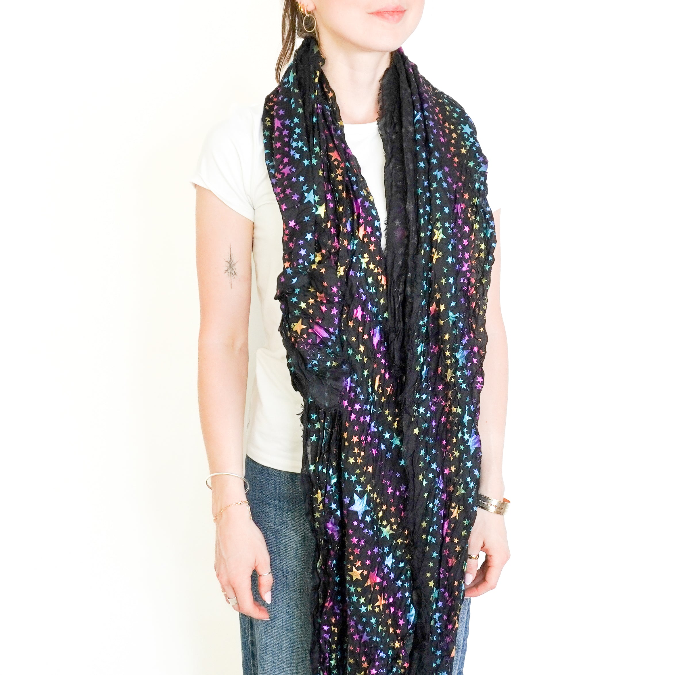 Stella McCartney Black & Multicolour Star Shawl (RRP £275) | Authentic Preloved FINAL SALE
