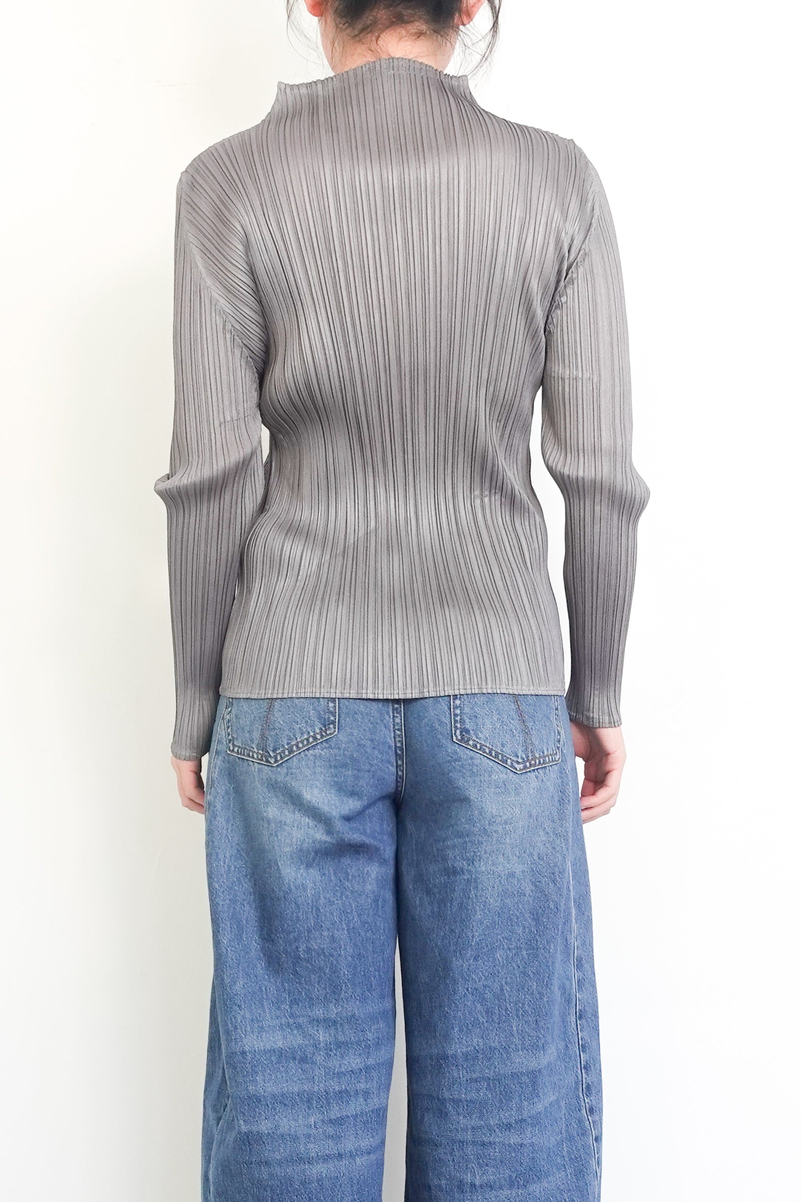 Grey turtleneck textured blouse £270