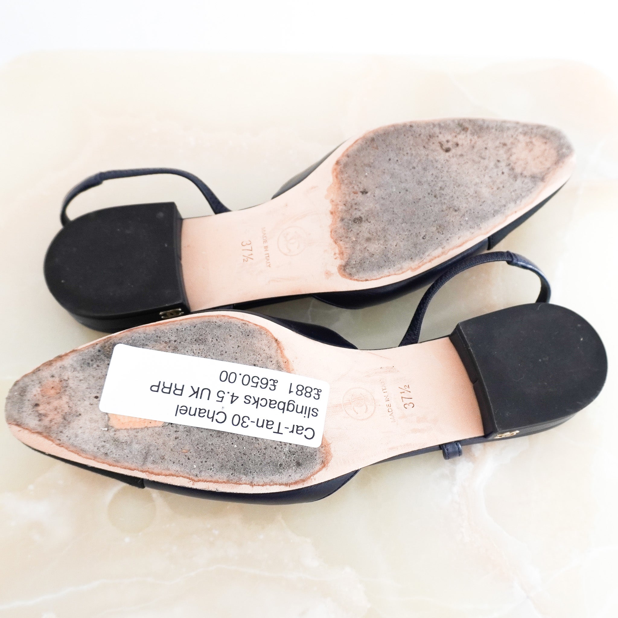 Chanel Navy Slingbacks RRP £880 | Authentic Preloved - Reloved Again