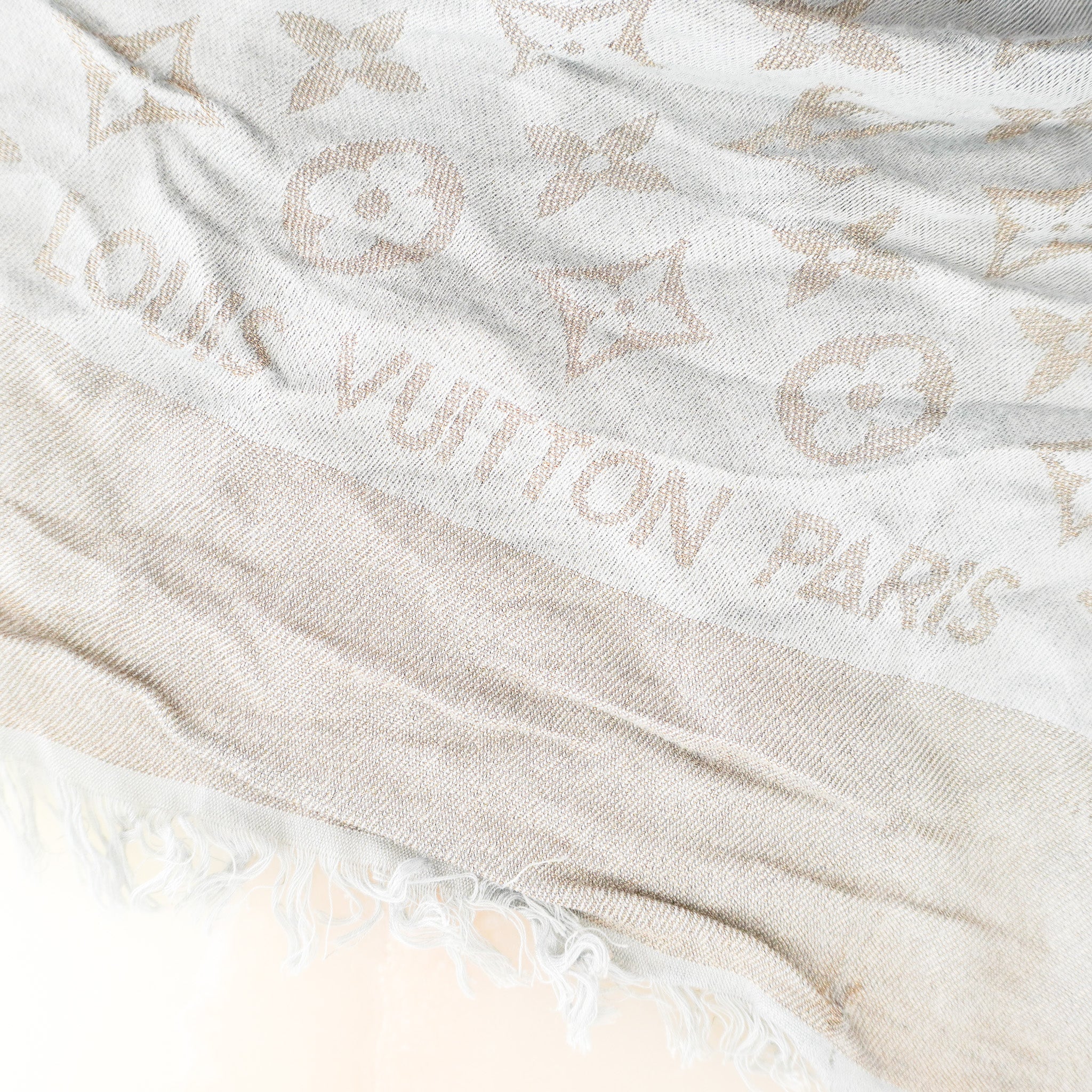 Louis Vuitton Blue and Silver Monogram Scarf (RRP £535) | Authentic Preloved FINAL SALE