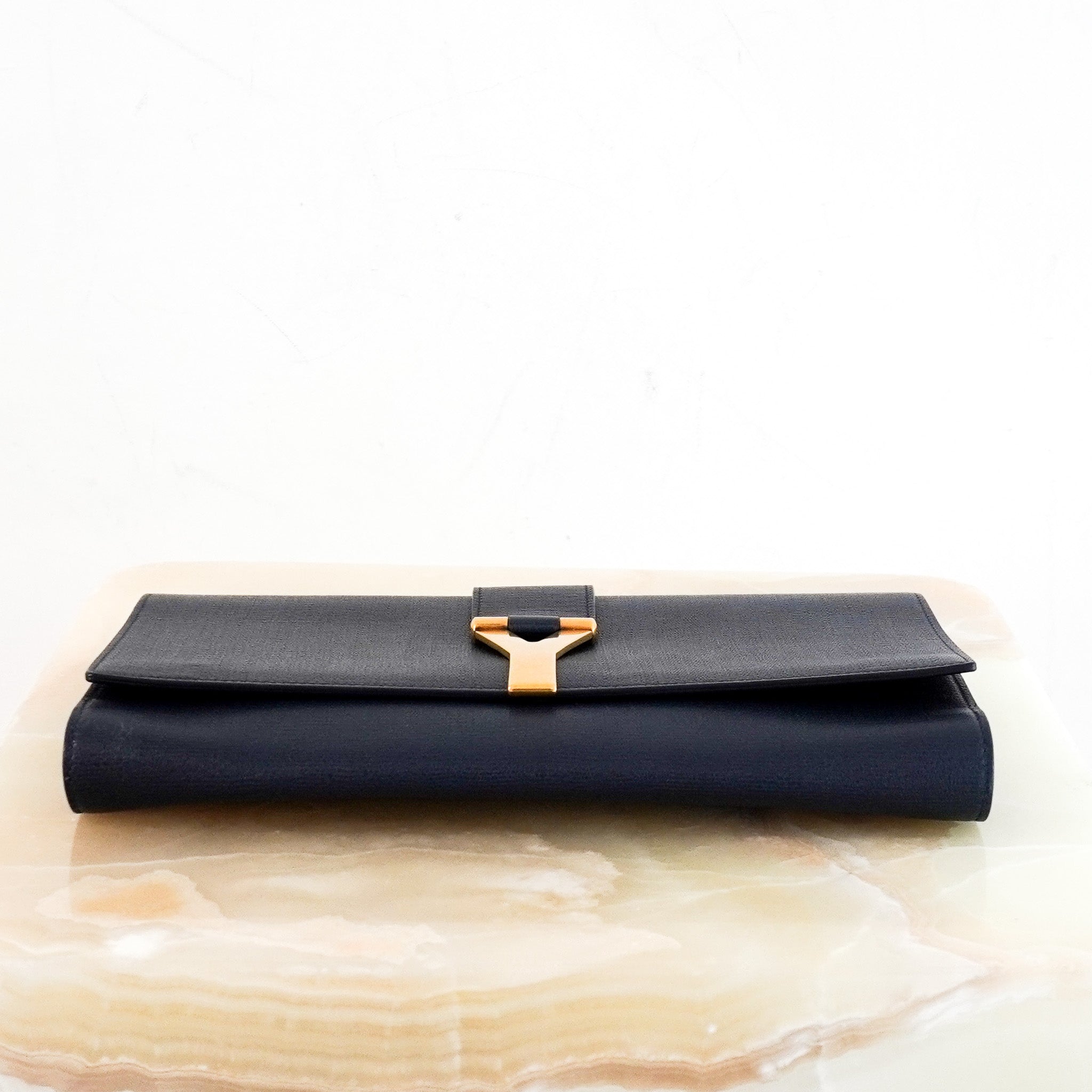Saint Laurent Y Clutch in Navy | Authentic Preloved - Reloved Again