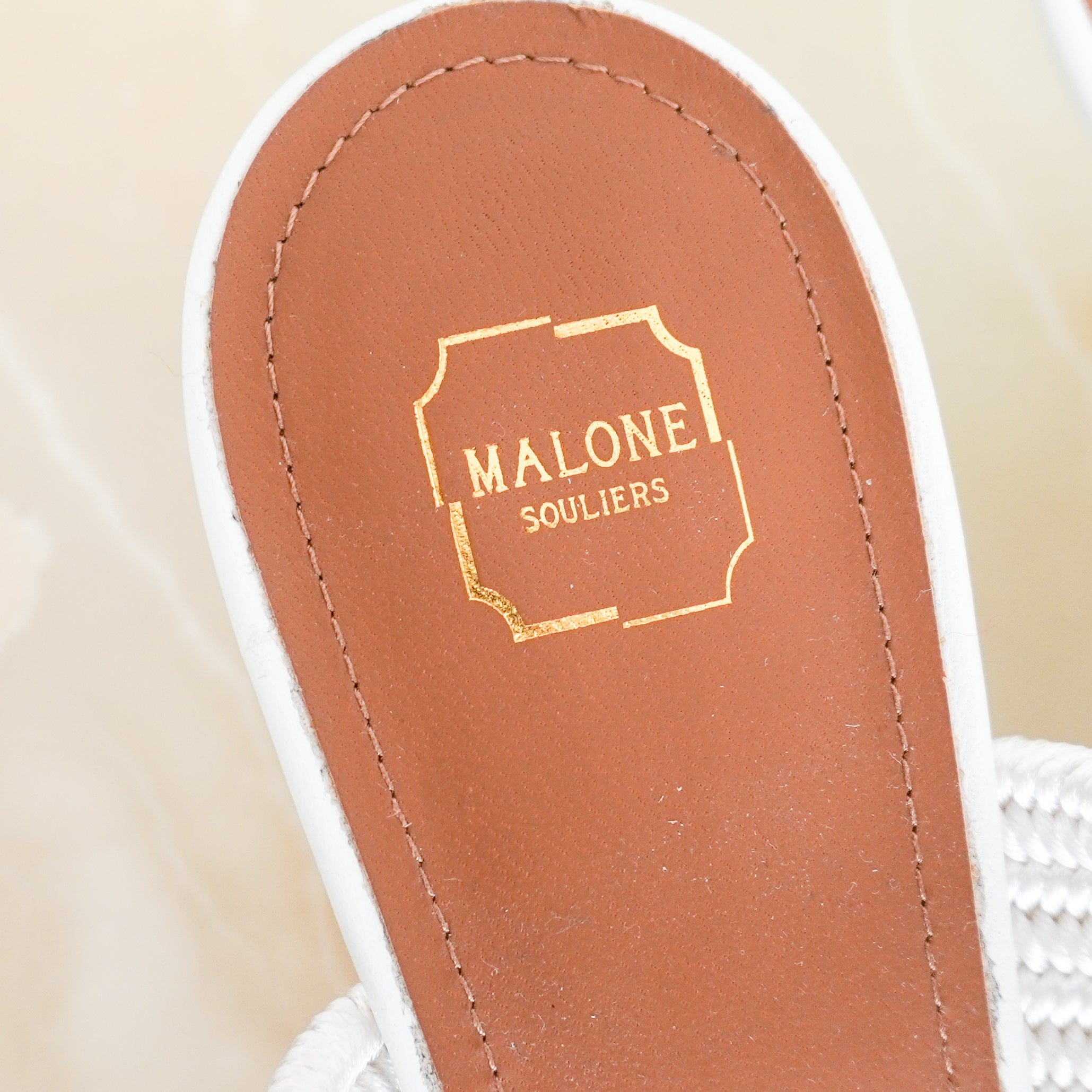 NEW Malone Souliers Maisie 45 Cord-Trimmed Leather Mules in Red and White (RRP £565) | Authentic Preloved