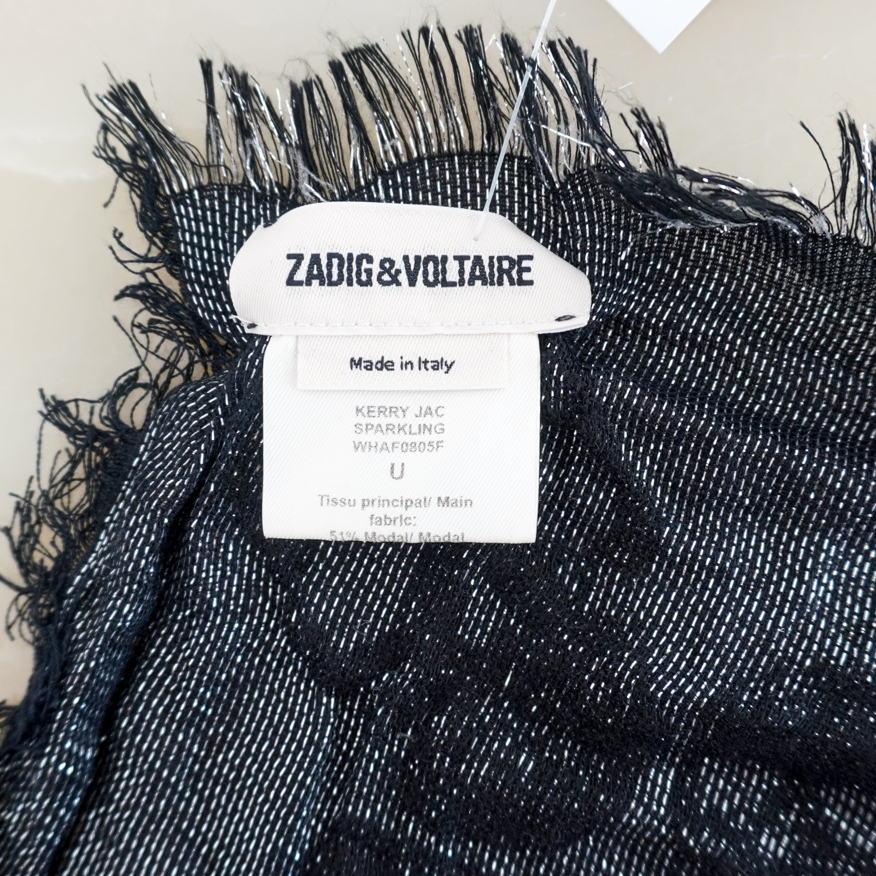 Zadig & Voltaire Kerry Jac Sparkling Black & Silver Skull Shawl (RRP £135) | Authentic Preloved FINAL SALE